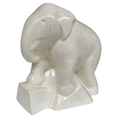 Elefante de cerámica Art Déco Crema Sainte Radegonde