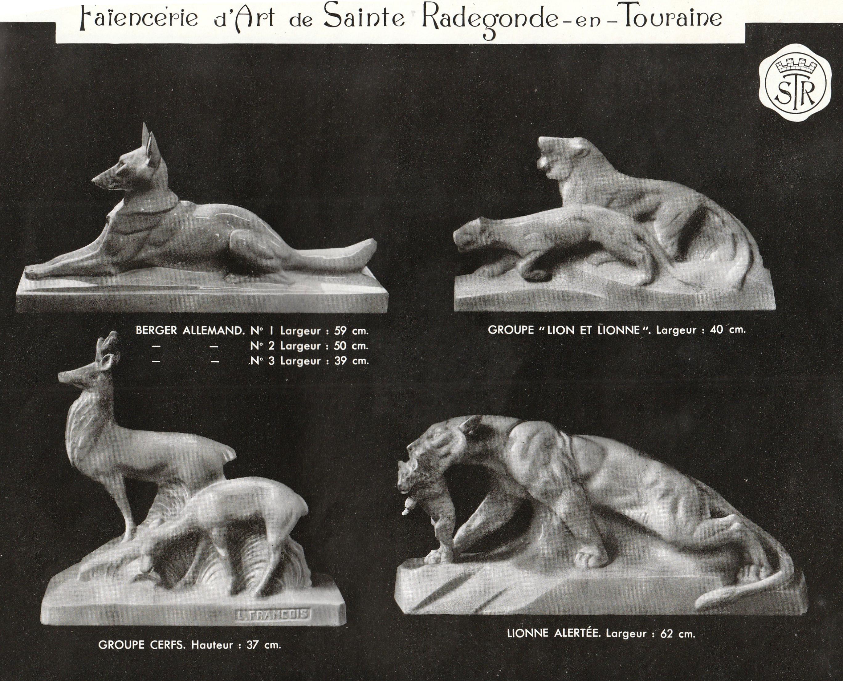 Sainte-Radegonde French Art Deco Ceramic Lioness, 1930s 2