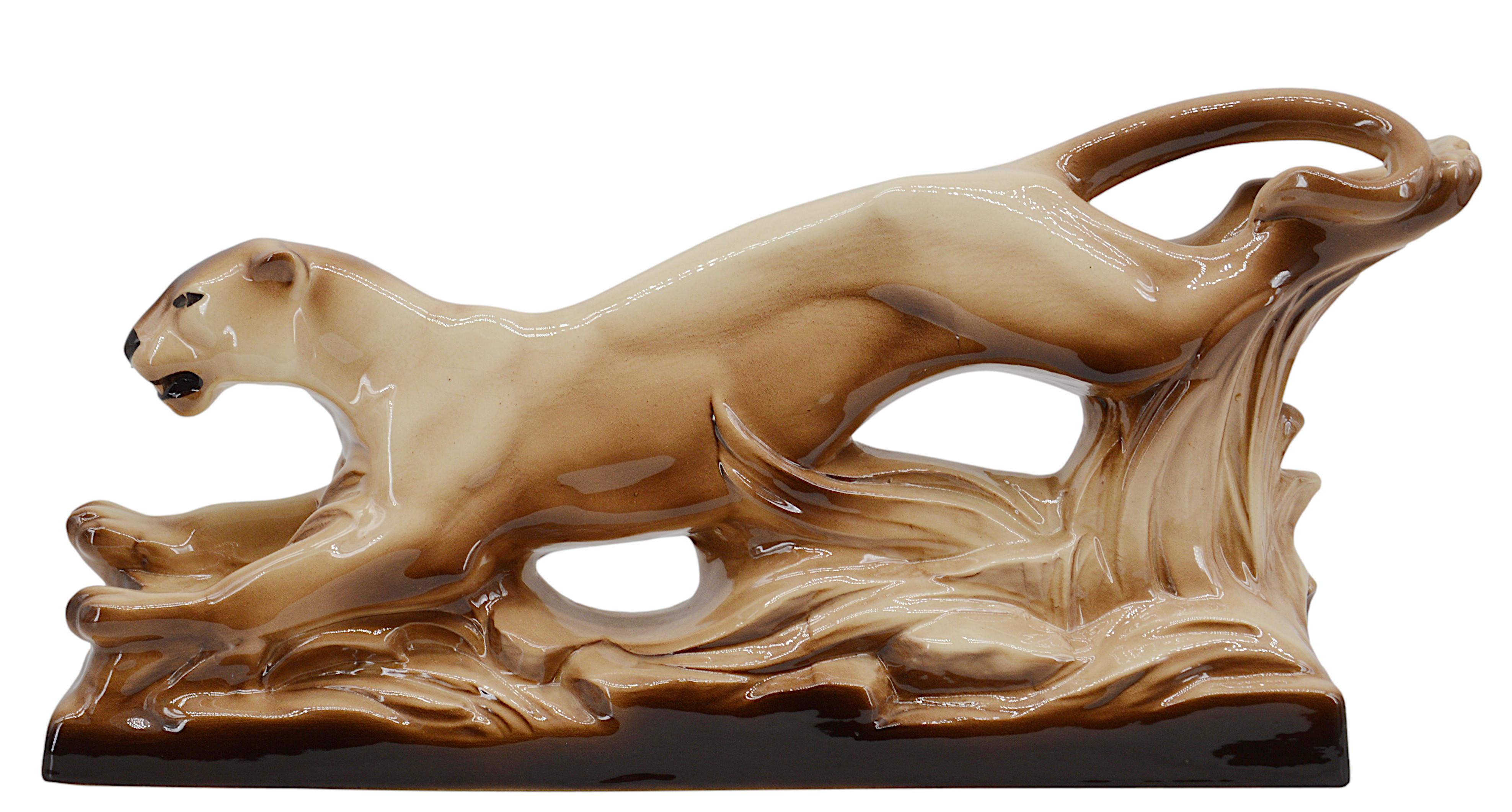 Sainte-Radegonde French Art Deco Ceramic Panther, 1920 For Sale 1