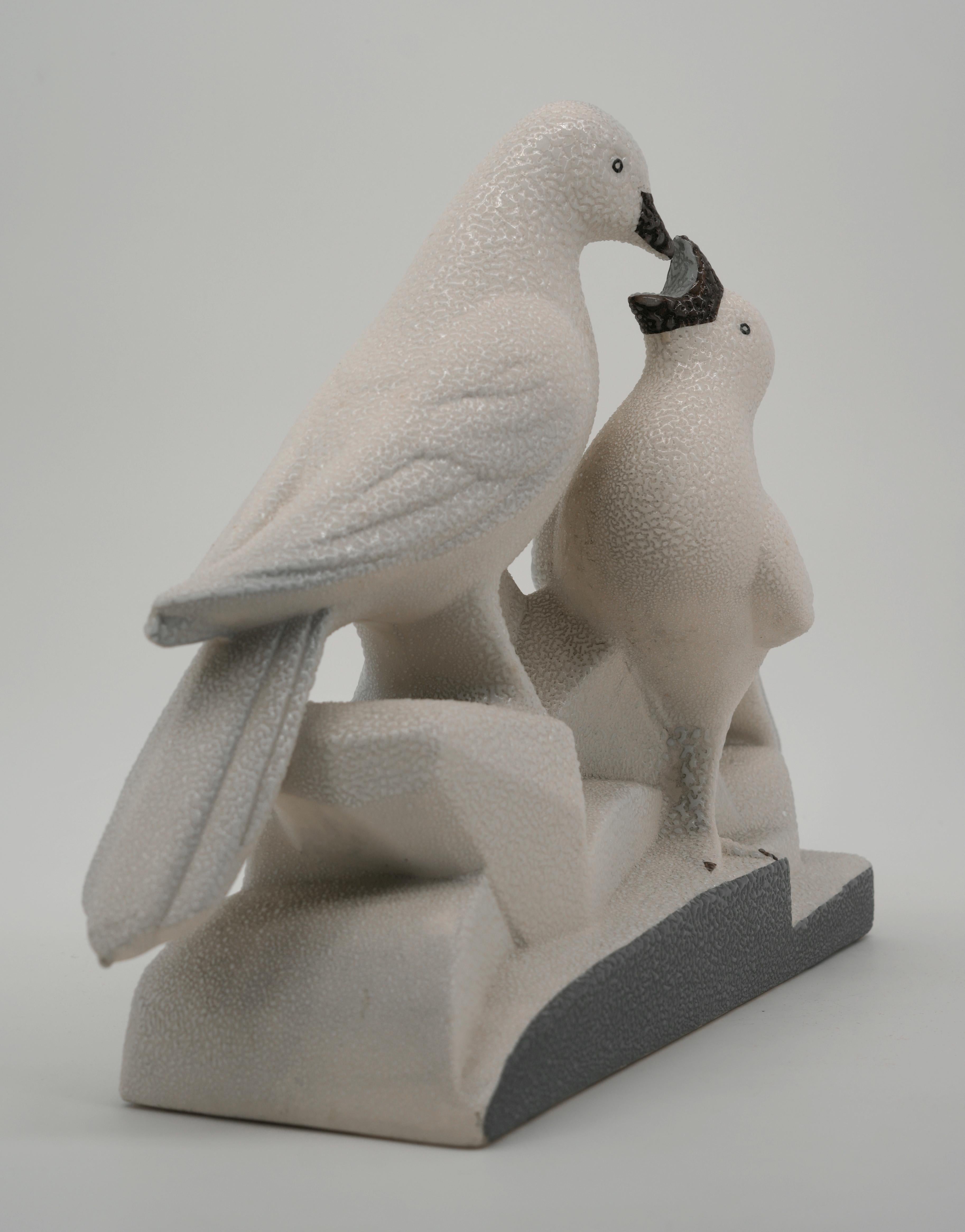Französische Antilopenpaar-Skulptur im Art déco-Stil von Charles LEMANCEAU in Sainte-Radegonde, Frankreich, 1930. Abgebildet im Katalog von Sainte-Radegonde, Seite 8 (siehe Foto). Maße: Breite: 19.1