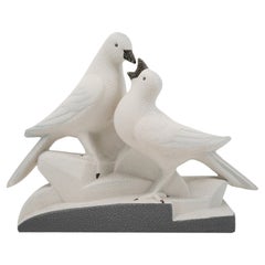 Used Sainte-Radegonde French Art Deco Ceramic Pigeons 1935