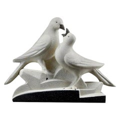 Sainte Radegonde French Art Deco Ceramic Pigeons, circa 1935