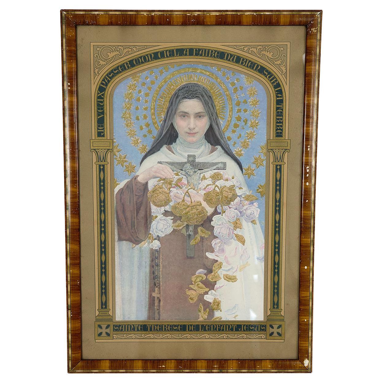 Sainte Thérèse of Lisieux Lithograph by Edgar Maxence, 1927 For Sale