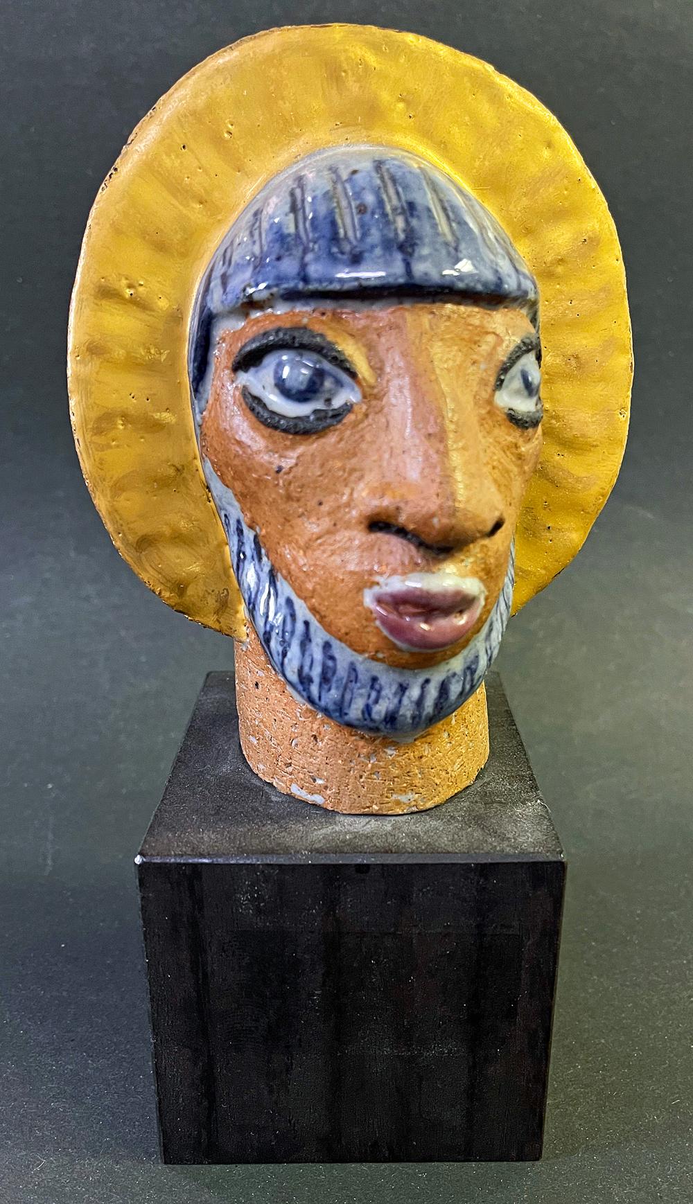 "Sainted Figure", Art Deco Sculpture of Bearded Saint with Halo by Jais