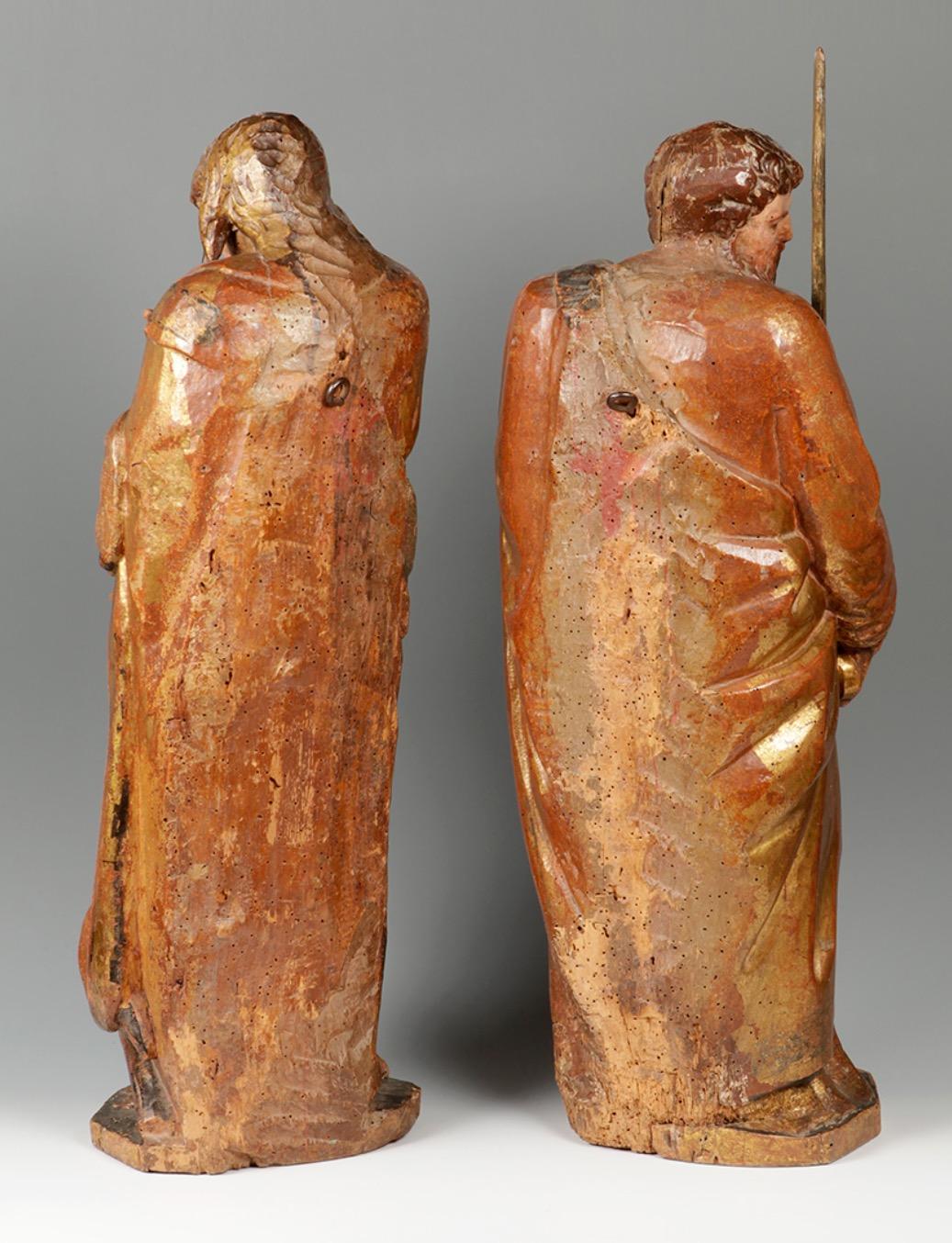 Pair of polychrome wood sculptures. 