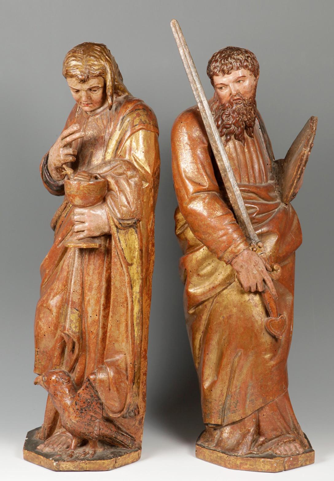 Saints Apostles John and Paul, Holz, Castillian-Schule, 16. Jahrhundert (Renaissance) im Angebot
