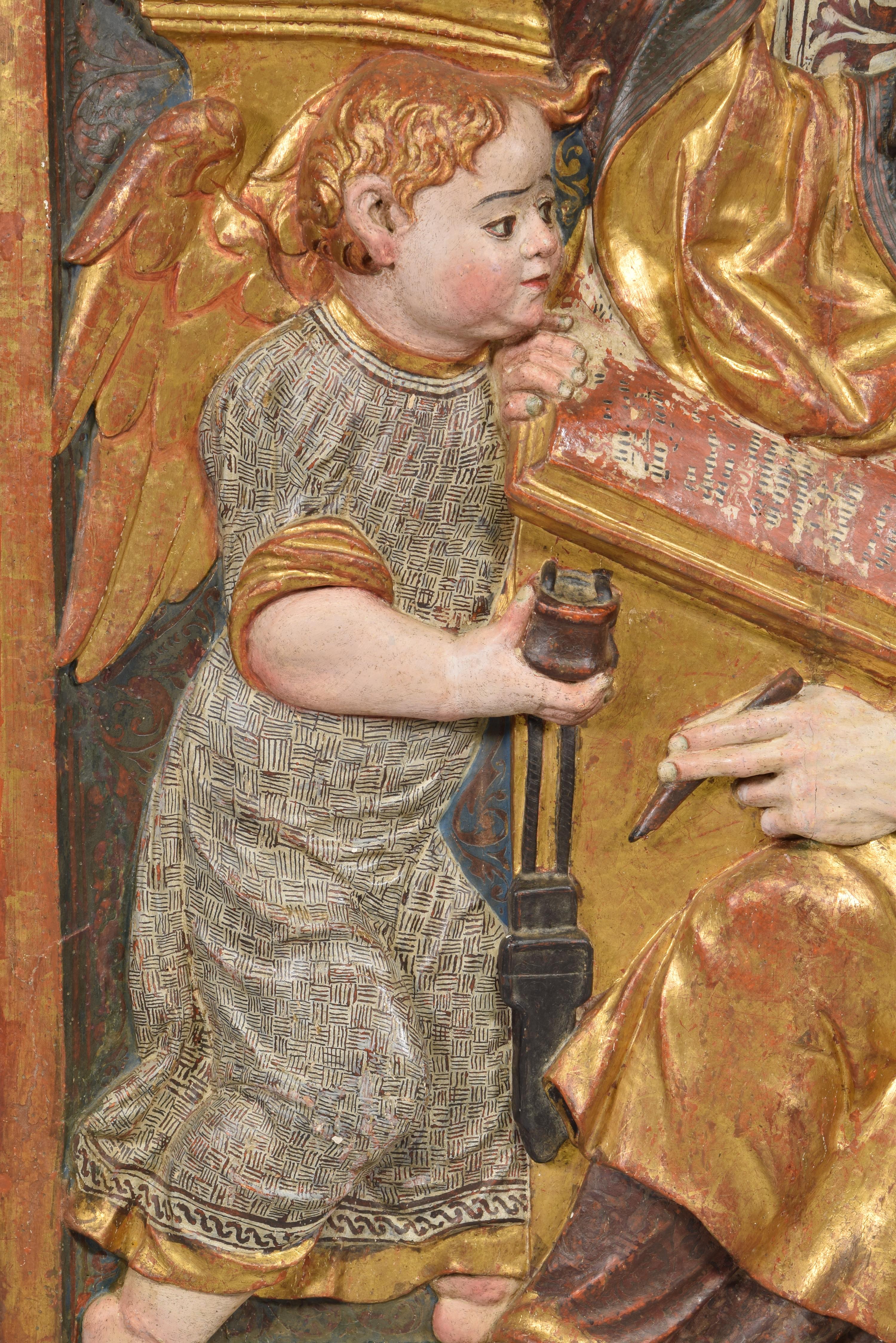 Saints John and Matthew, polychromes Holz, möglicherweise, Burgoser Schule, 16. Jahrhundert im Angebot 7
