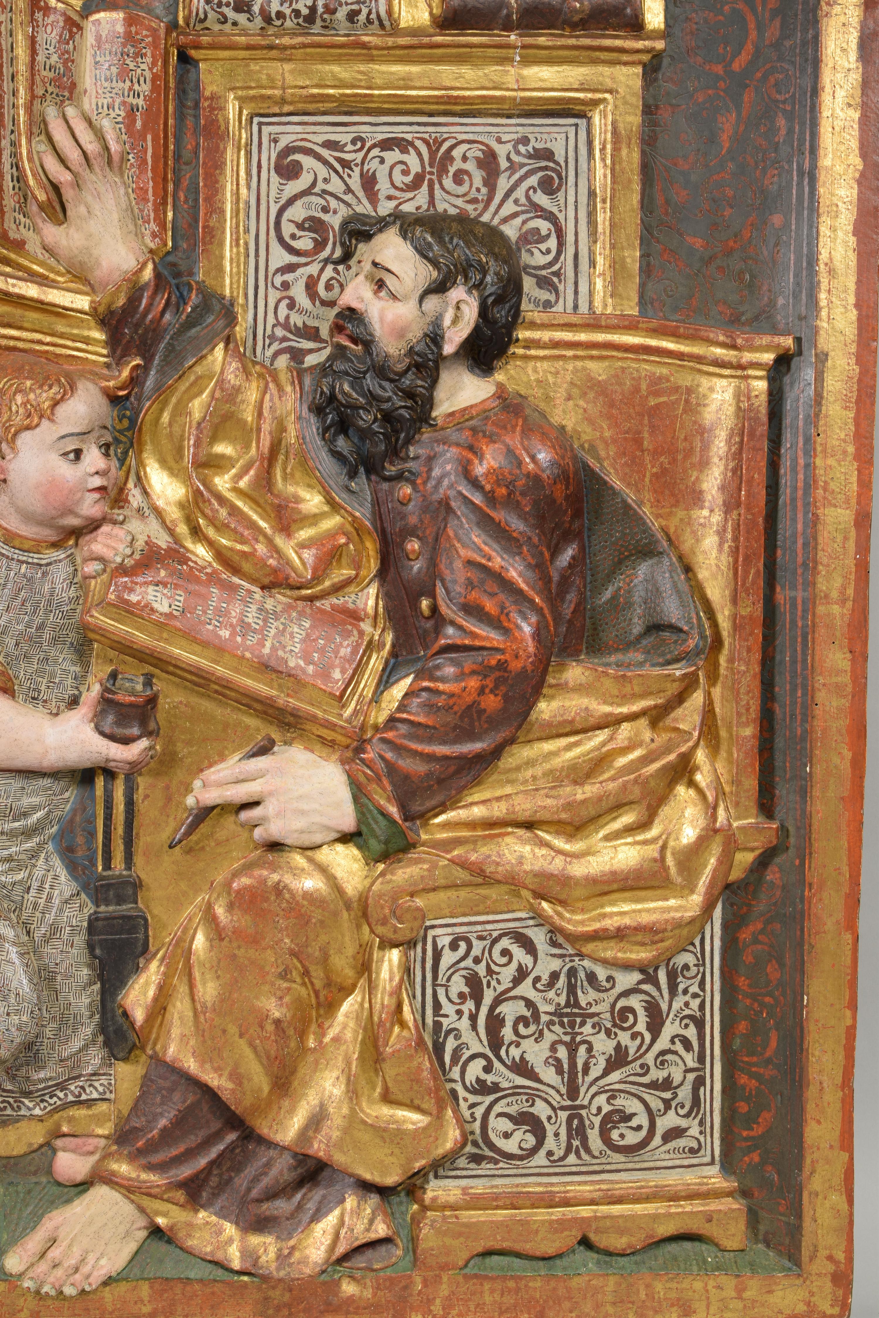 Les saints Jeans et Matthew, bois polychrome, probablement école de Bourgos, 16ème siècle en vente 9
