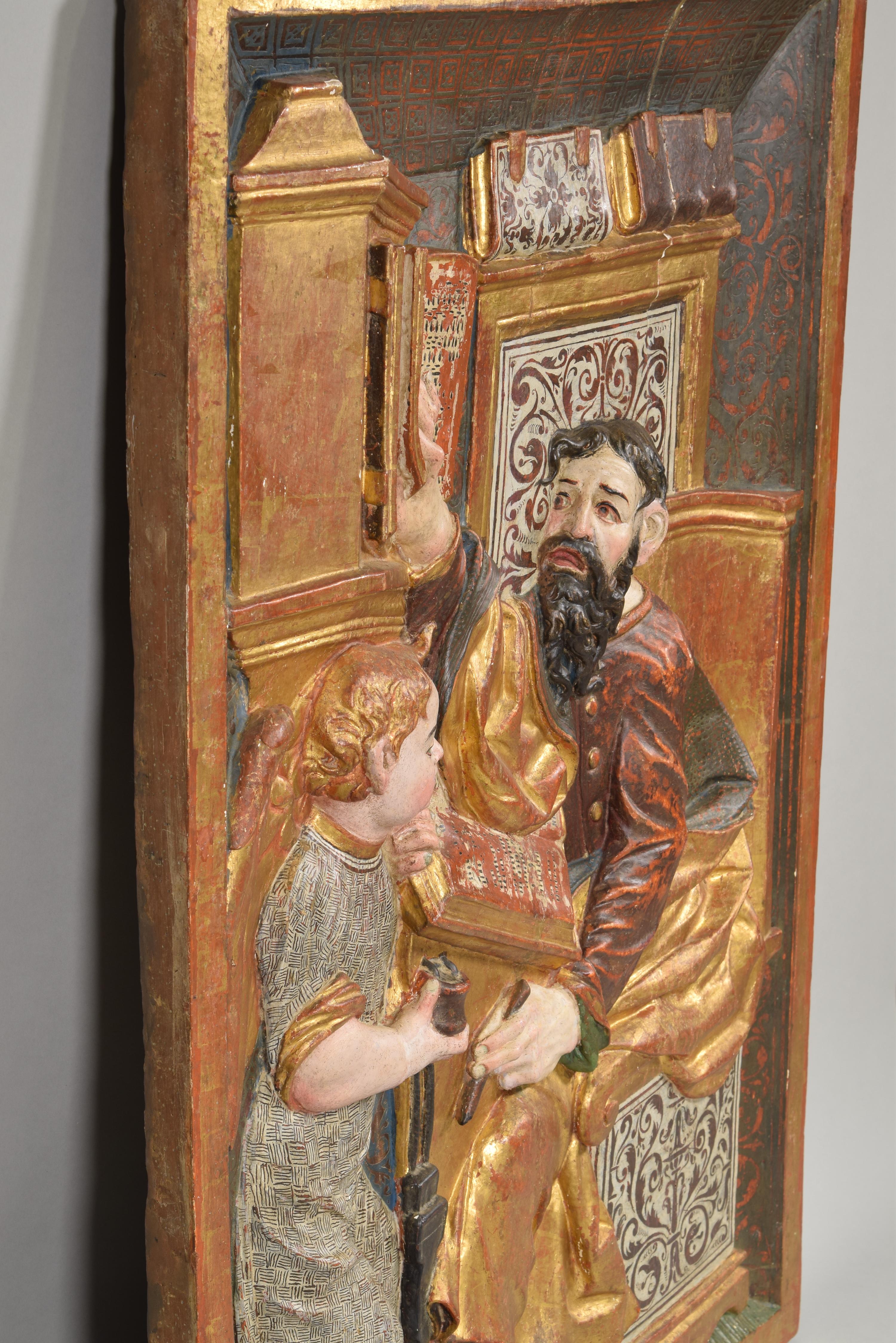 Saints John and Matthew, polychromes Holz, möglicherweise, Burgoser Schule, 16. Jahrhundert im Angebot 10