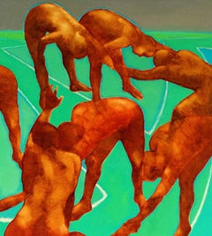 Power Play, Nude, Oil Painting, Green, Brown colors by Indian Artist "In Stock"