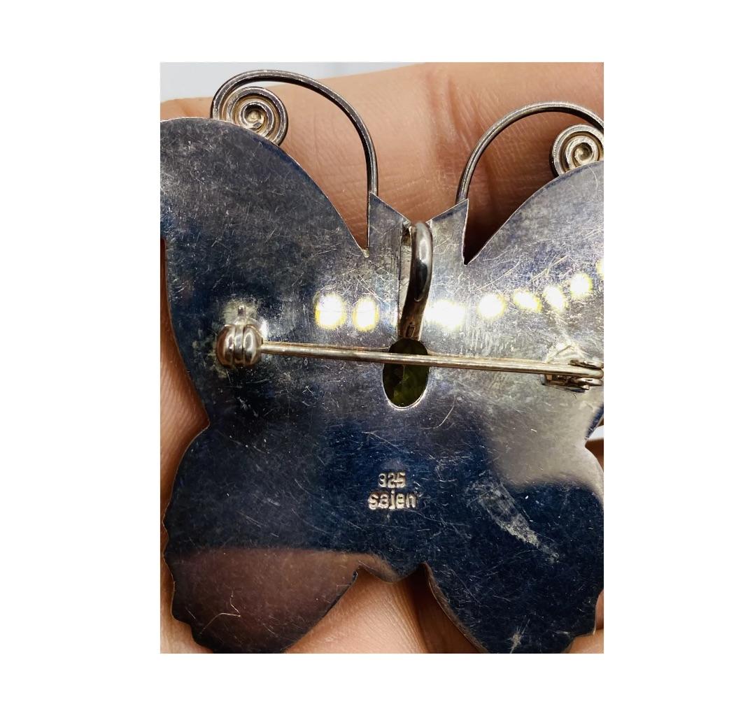 Women's SAJEN 925 Gemstone Butterfly Pendant HUGE RARE Pearl