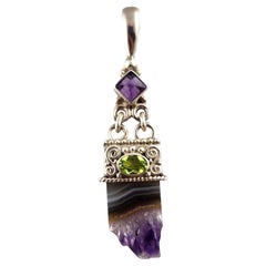 SAJEN Sterling Silver Amethyst Slice With Multicolored Gemstones # 17563