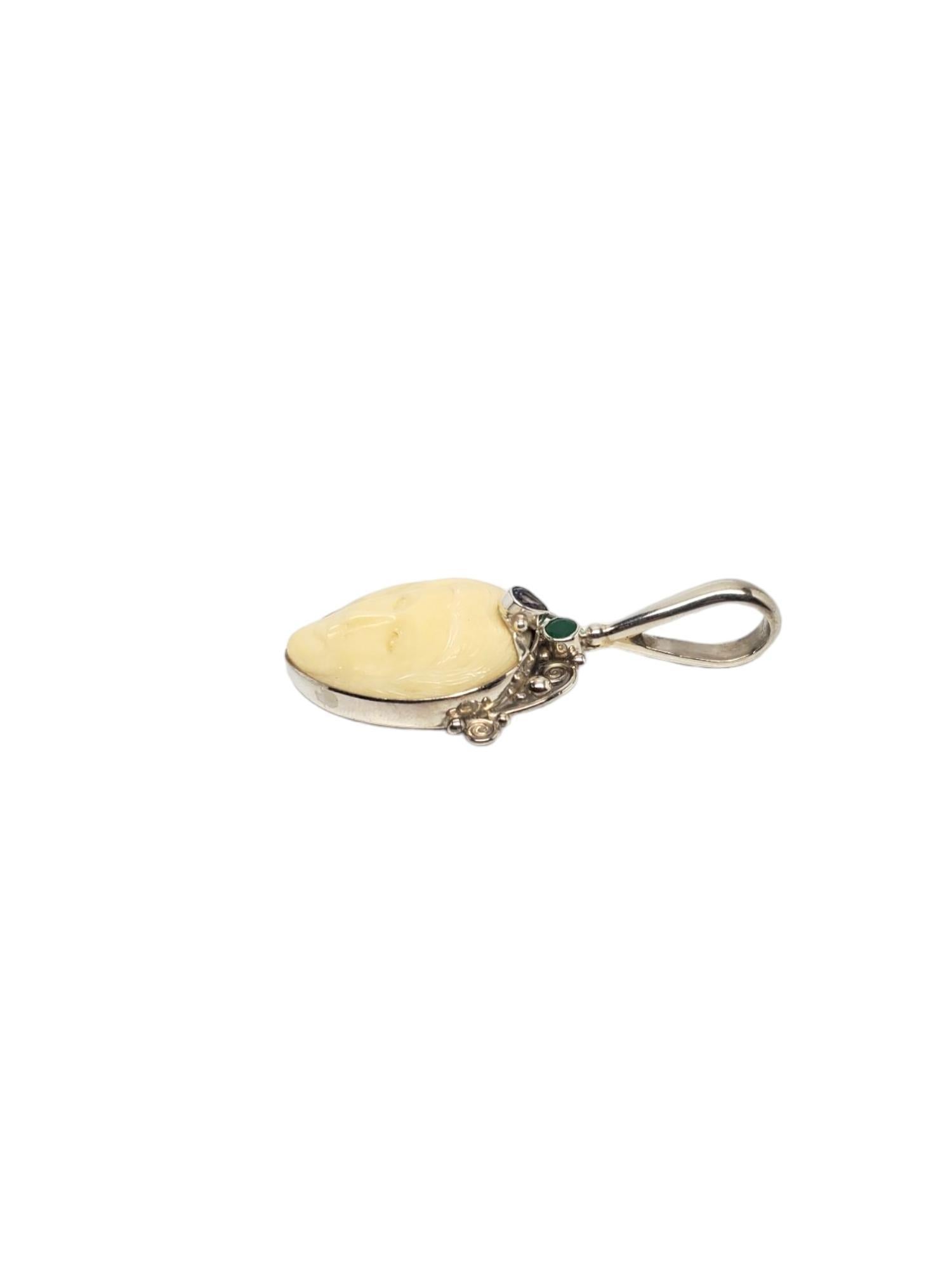 Donna SAJEN Ciondolo a forma di dea intagliata in argento sterling #17560 in vendita