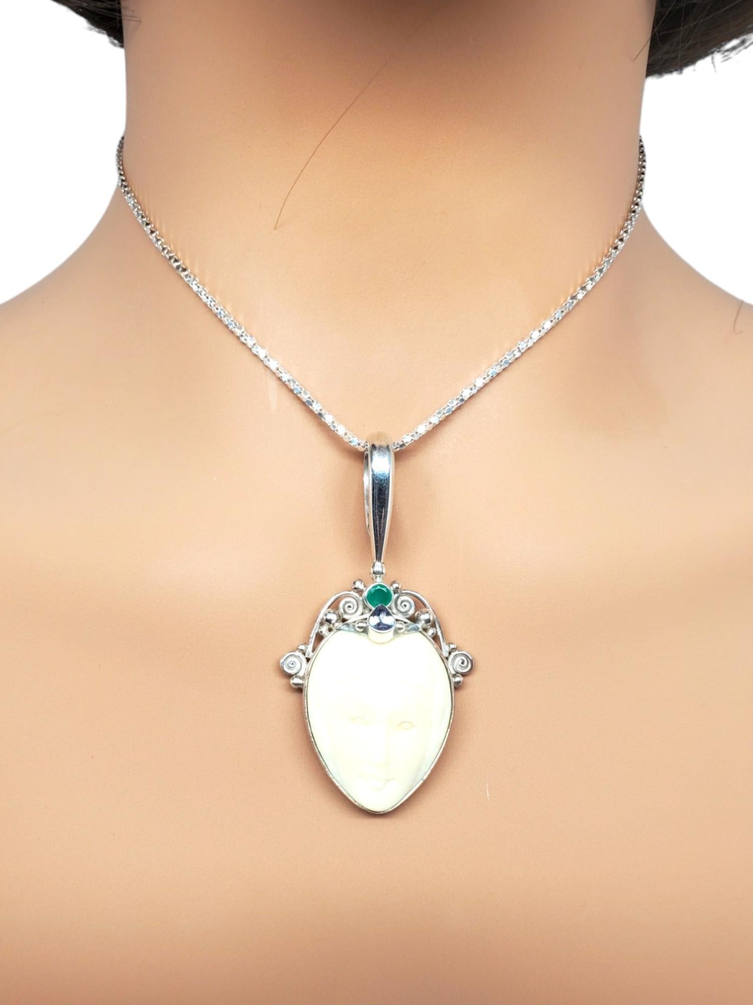 SAJEN Ciondolo a forma di dea intagliata in argento sterling #17560 in vendita 3