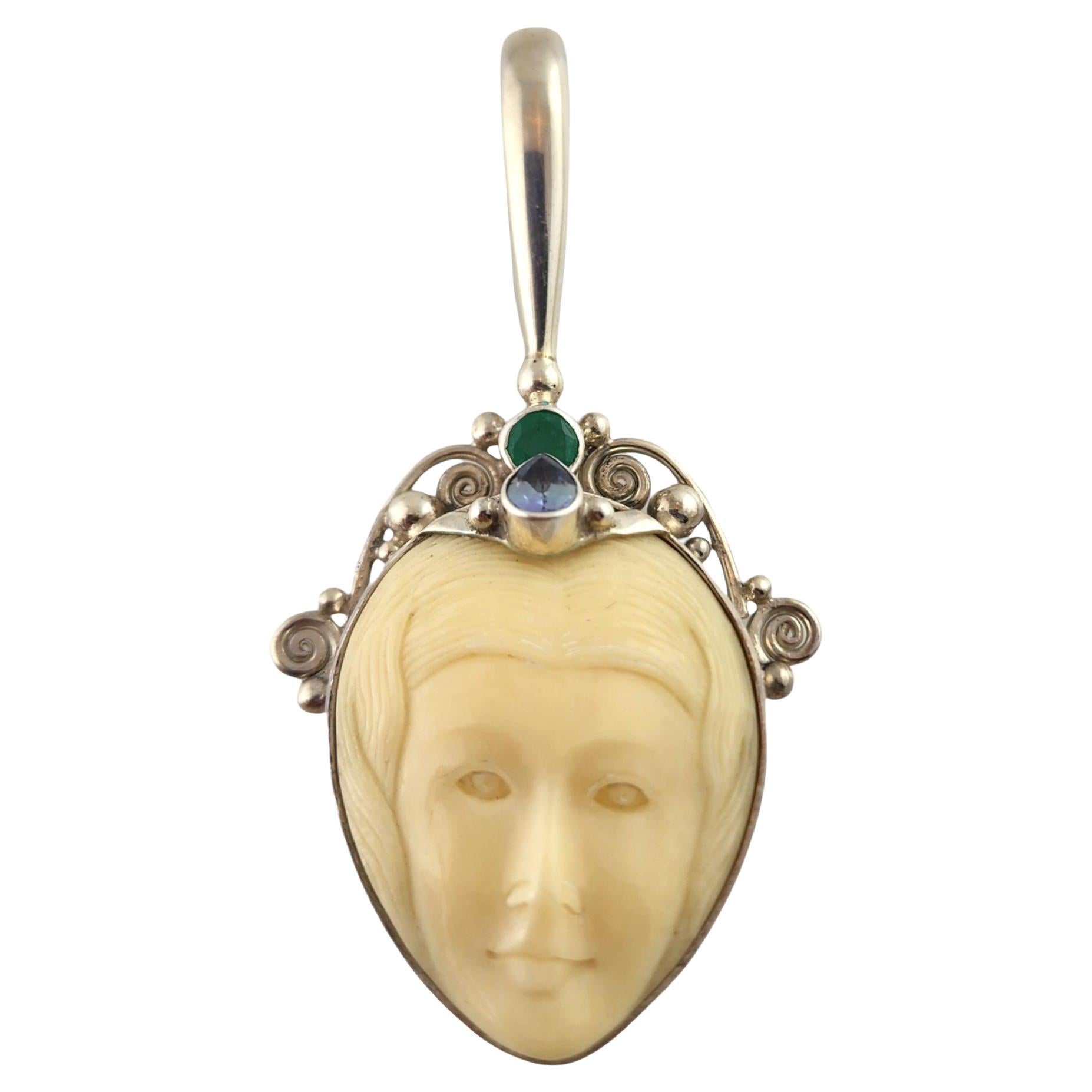 SAJEN Sterling Silver Carved Goddess Pendant #17560