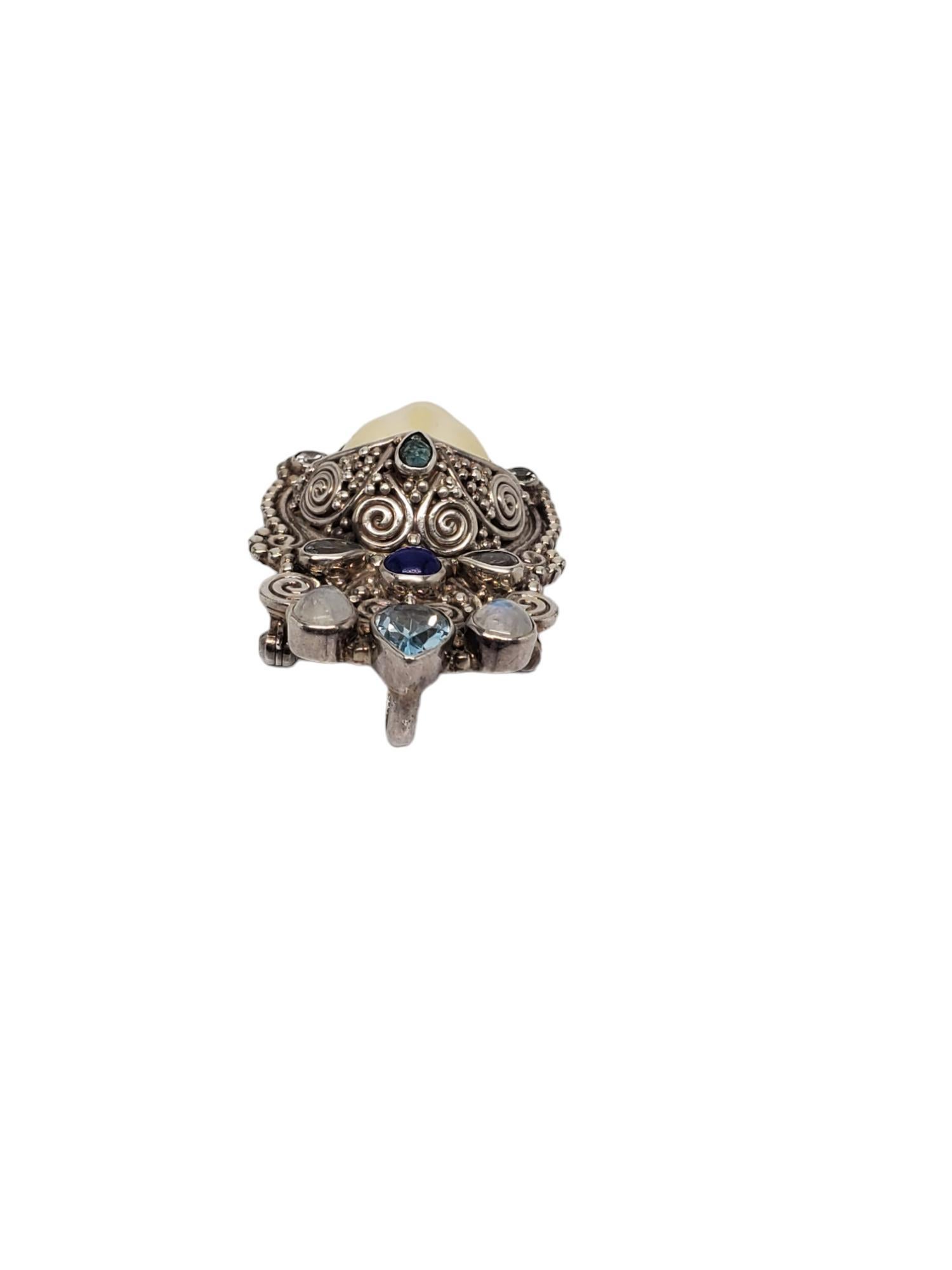 SAJEN Sterling Silver Carved Goddess Pendant/Brooch #17558 In Good Condition For Sale In Washington Depot, CT
