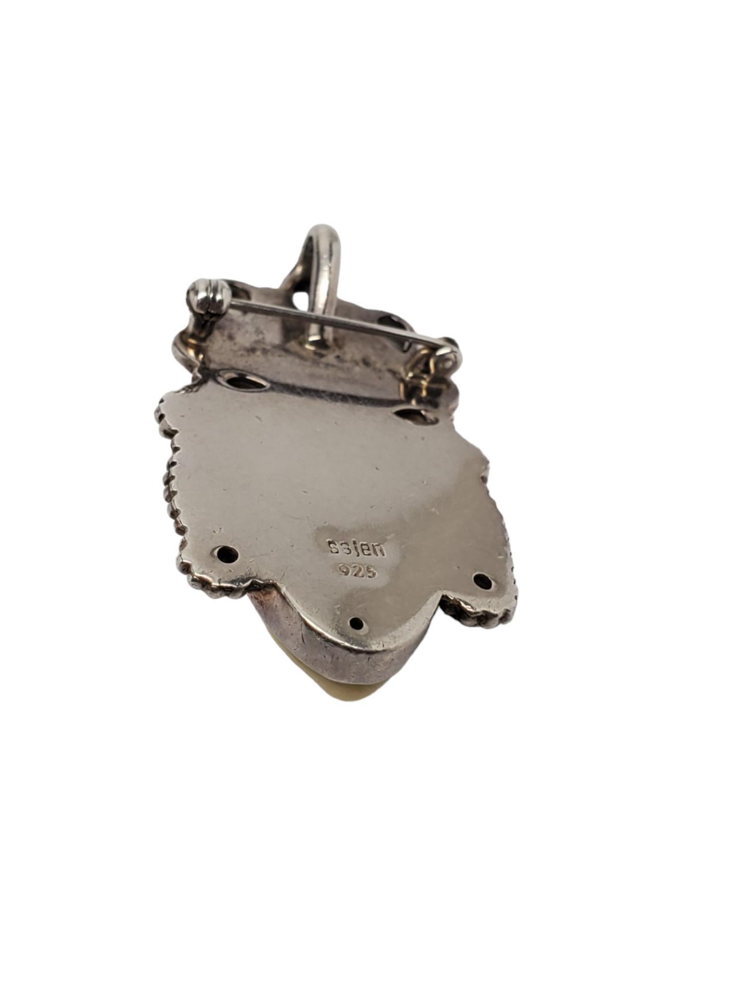 Women's SAJEN Sterling Silver Carved Goddess Pendant/Brooch #17558 For Sale