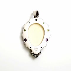 Sajen Sterling Silver Carved Shell Goddess Face Gemstone Pendant