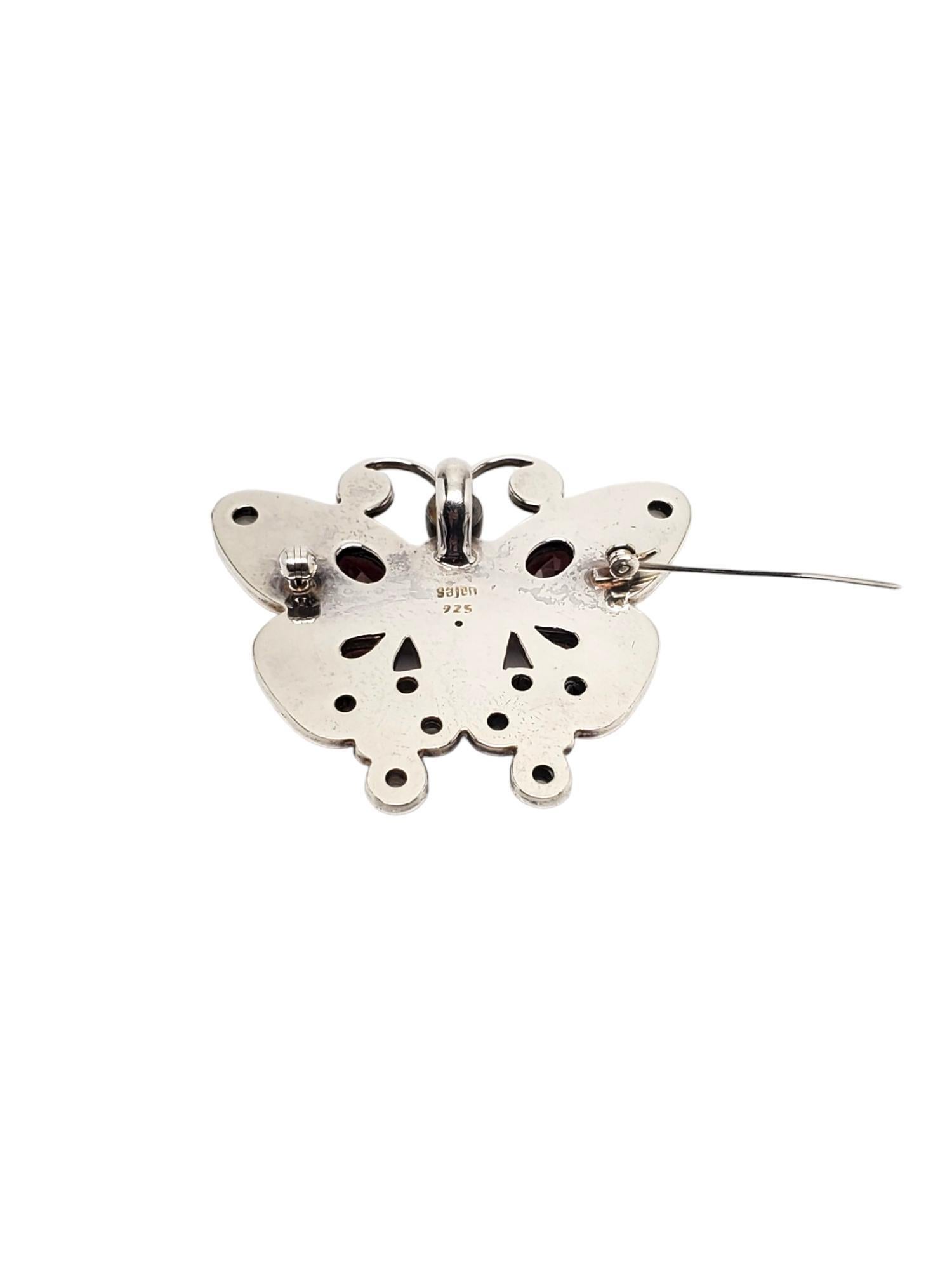 Taille ronde Pendentif/Broche Cinnabar en argent sterling SAJEN n° 17555 en vente