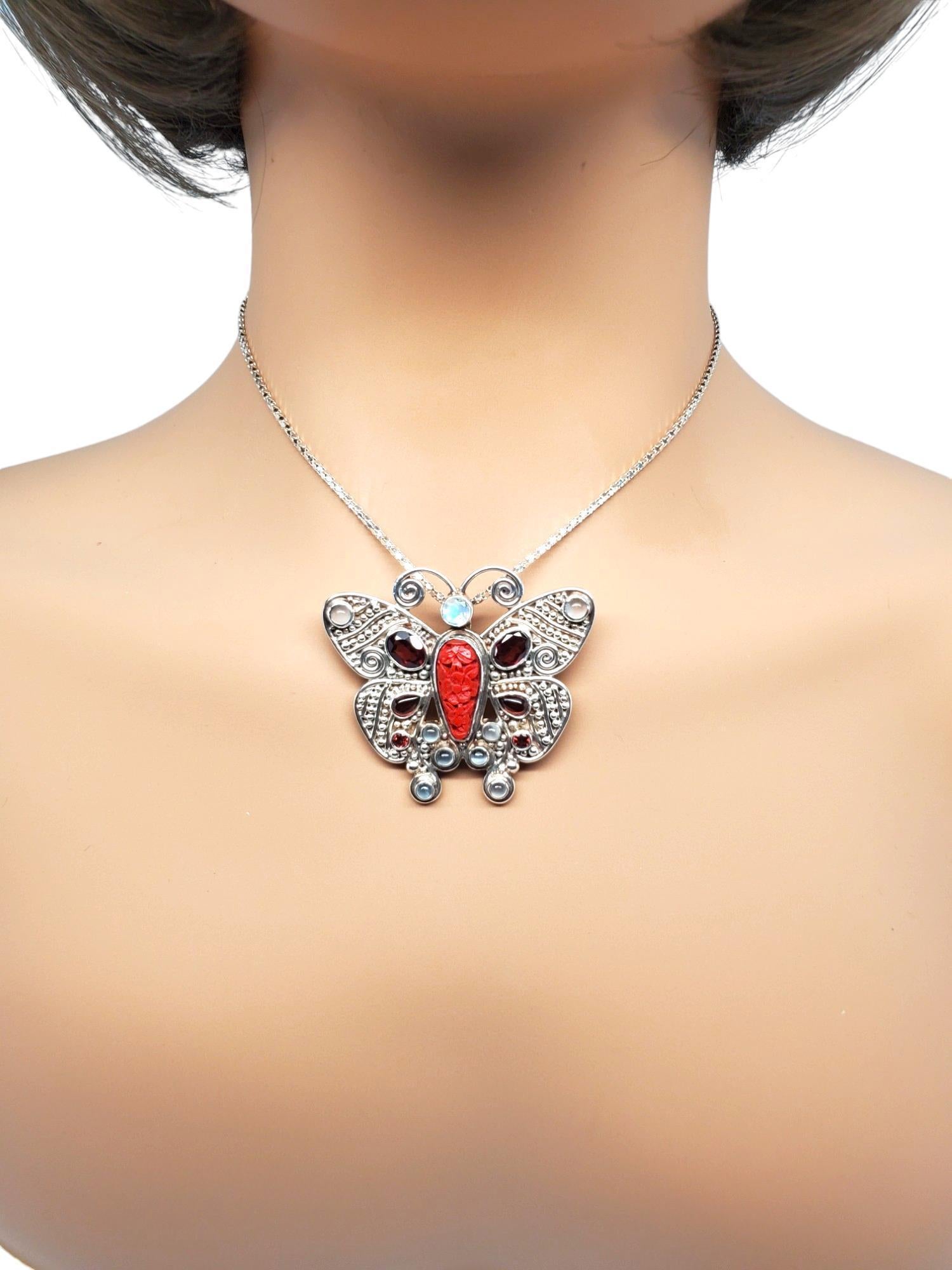 Pendentif/Broche Cinnabar en argent sterling SAJEN n° 17555 en vente 1