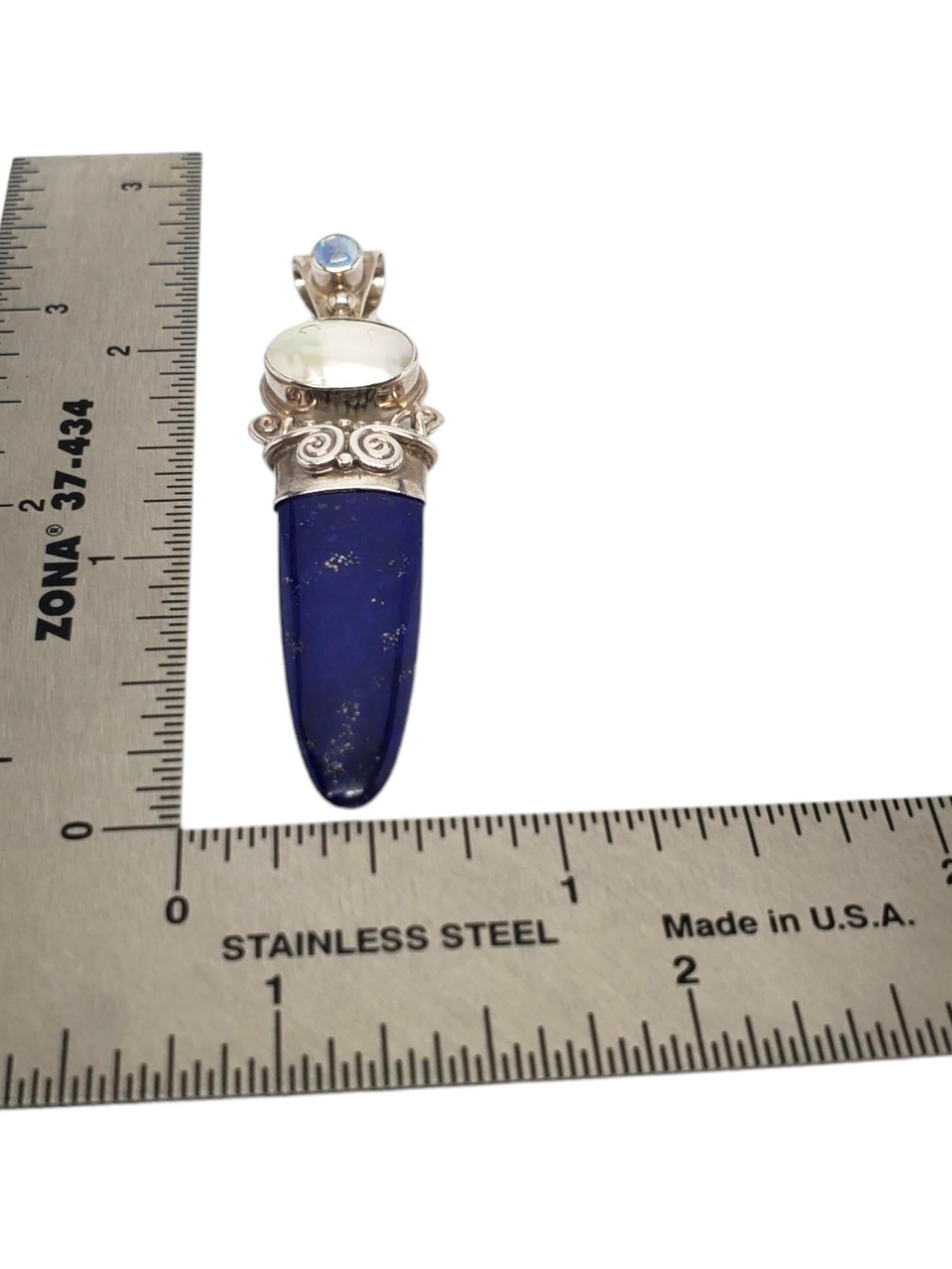SAJEN Sterling Silver Lapis Lazuli Sword Pendant #22291 In Good Condition For Sale In Washington Depot, CT