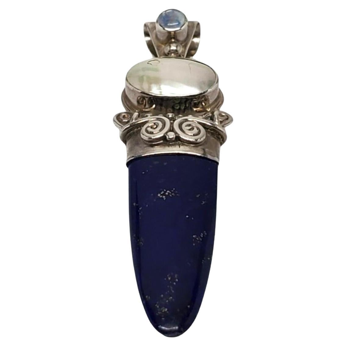 SAJEN Sterling Silver Lapis Lazuli Sword Pendant #22291 For Sale