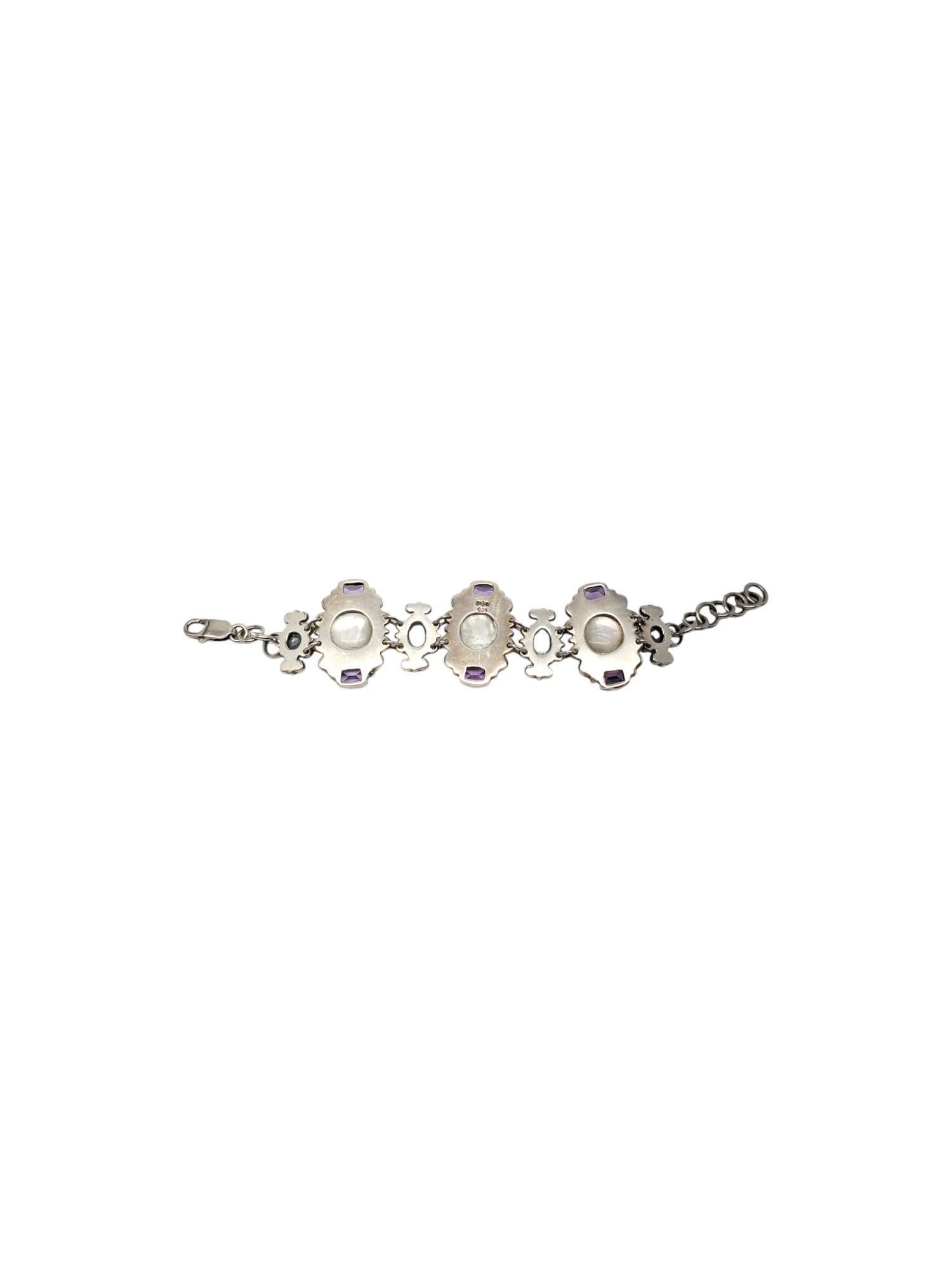 Bracelet SAJEN Mabe perlé en argent sterling avec pierres précieuses multicolores n° 17565 en vente 1
