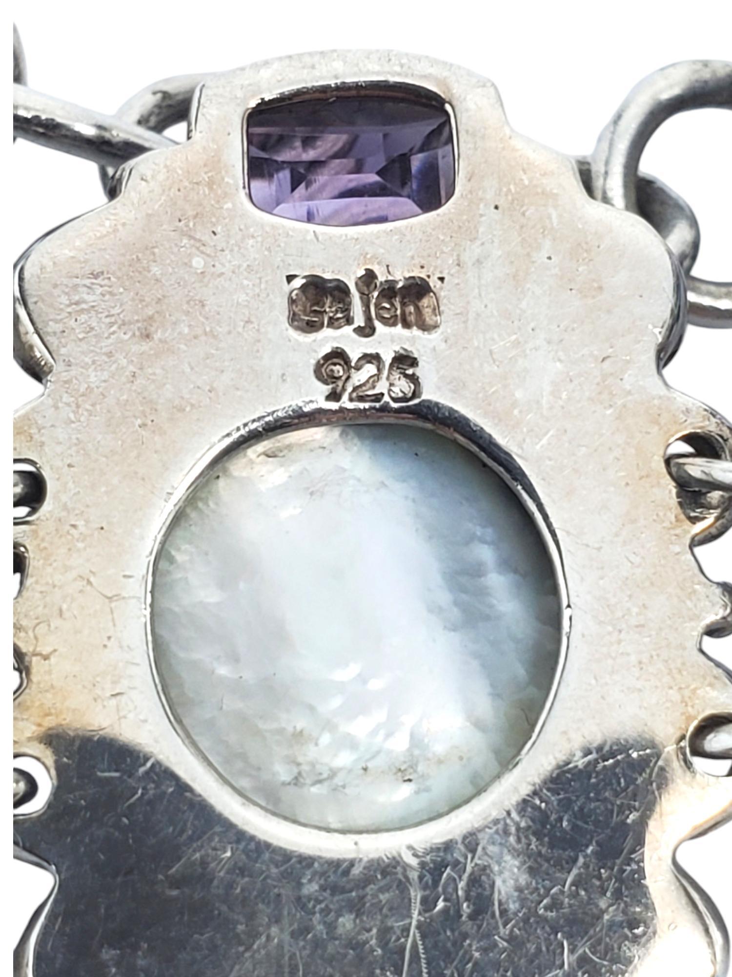 Bracelet SAJEN Mabe perlé en argent sterling avec pierres précieuses multicolores n° 17565 en vente 2