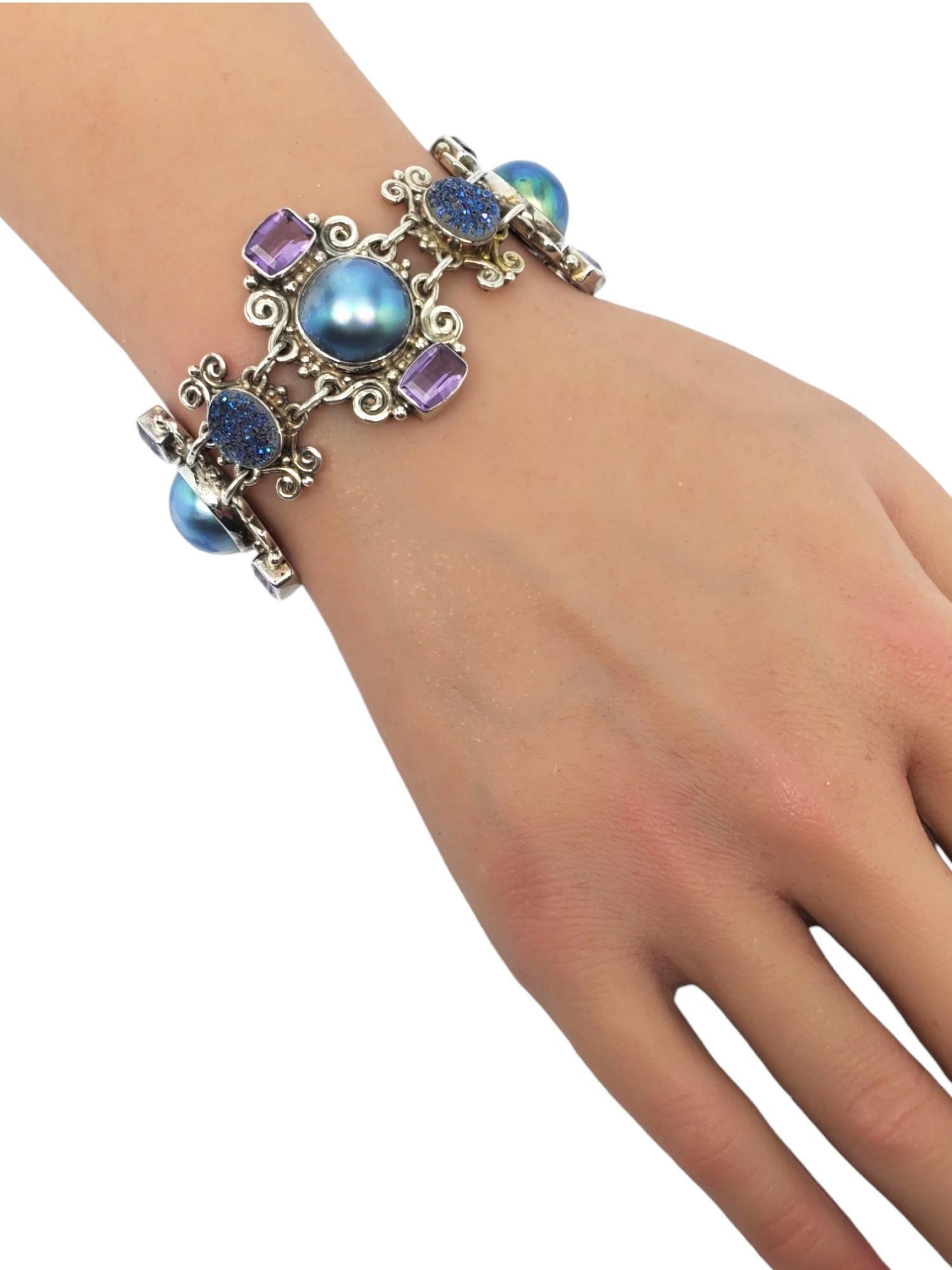 Bracelet SAJEN Mabe perlé en argent sterling avec pierres précieuses multicolores n° 17565 en vente 3