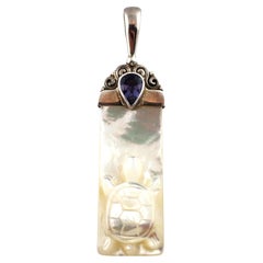 SAJEN Sterling Silver Mother Of Pearl Amethyst Turtle Pendant #17561