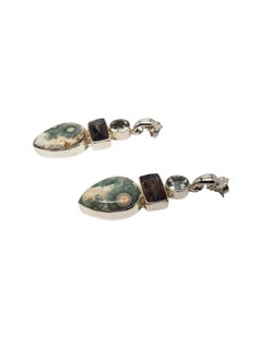 Sajen Sterling Silver Multi Gemstone Pear Shape Drop Earrings #19525