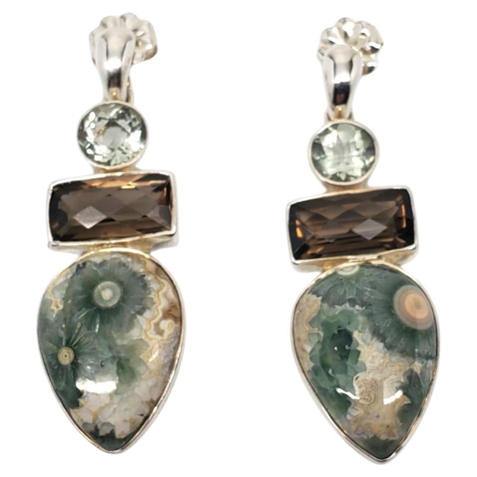 Sajen Sterling Silver Multi Gemstone Pear Shape Drop Earrings #19525