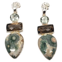 Sajen Sterling Silver Multi Gemstone Pear Shape Drop Earrings #19525