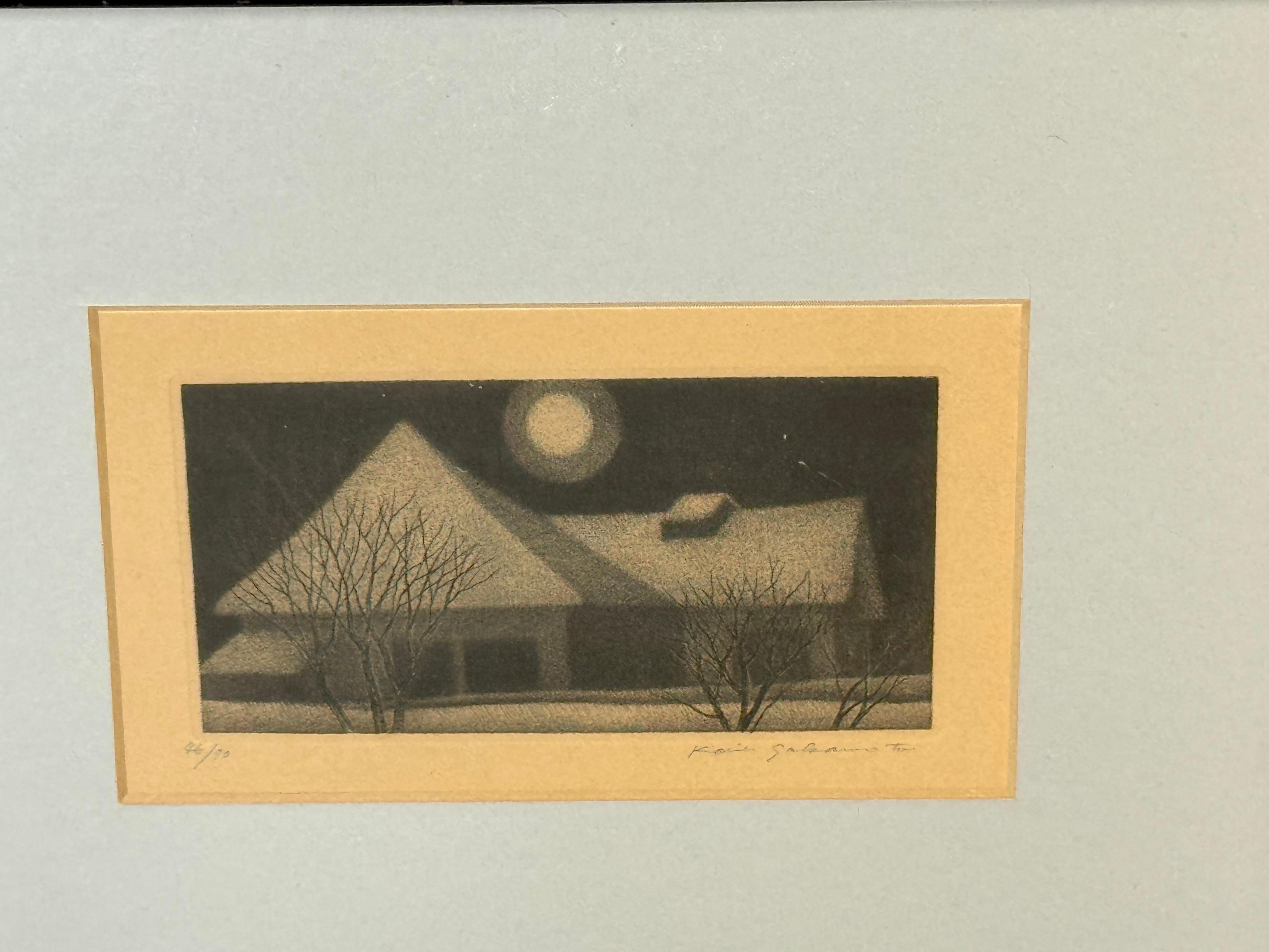 Sakamoto Koichi, 46/70 Jahre, geb. 1932, Abend-Winterlandschaftsdruck (Japanisch) im Angebot