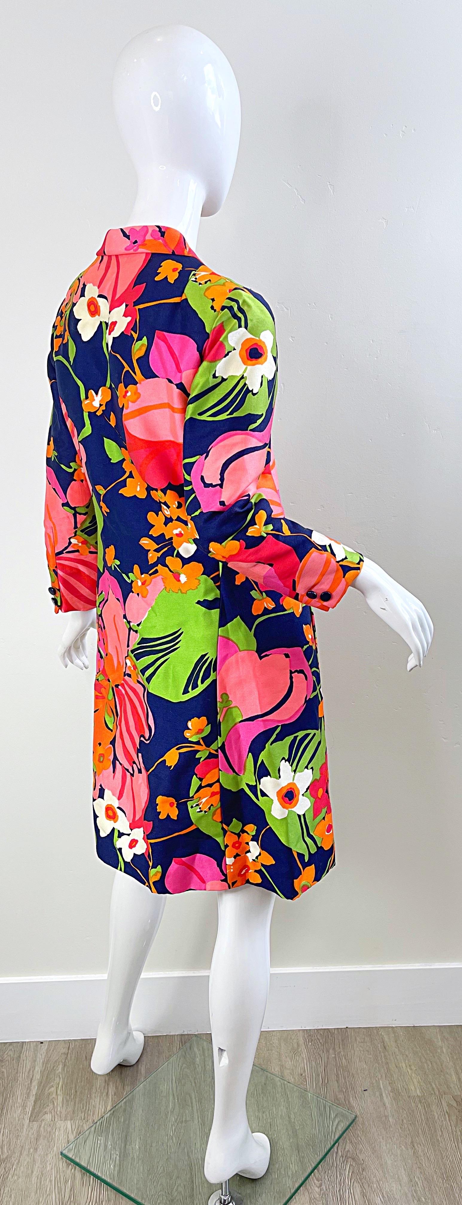 Saks 5th Avenue 1960s Mod Retro Abstract Flower Print Vintage 60s Silk Dress 3