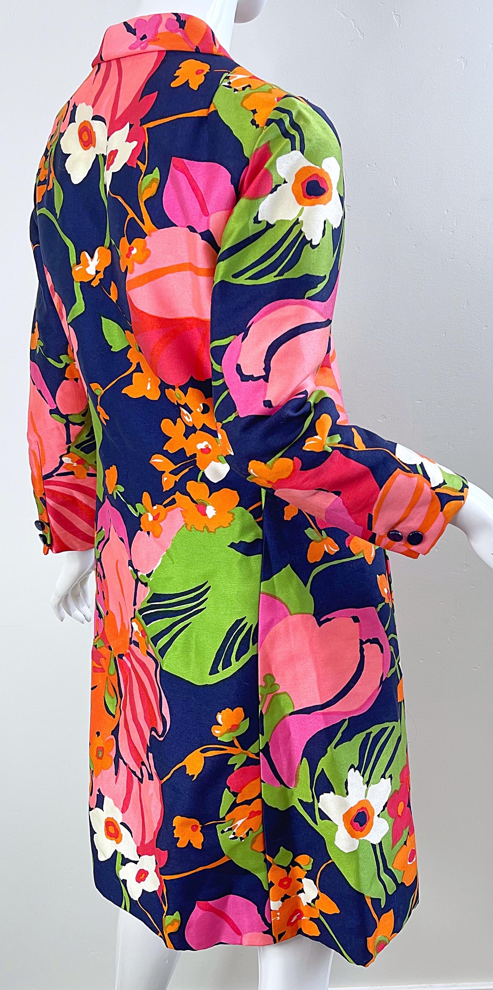 Saks 5th Avenue 1960s Mod Retro Abstract Flower Print Vintage 60s Silk Dress 4