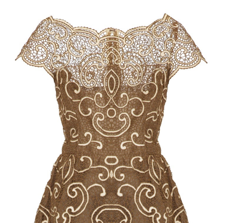 cotton lace white dress Classy White Cotton Lace Dress with Silk Yoke – Sujatra main image 1