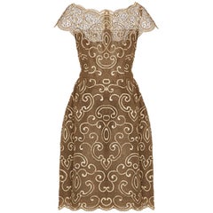 Saks 5th Avenue 1960s Samuel Winston Embroidered Lace Dress