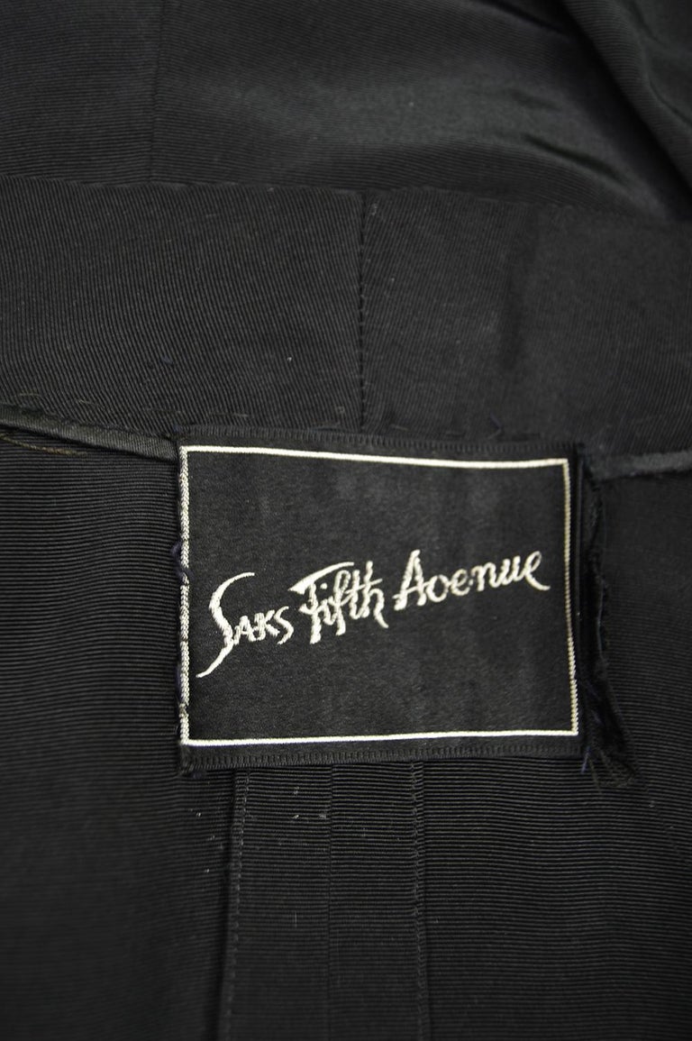 Saks Fifth Avenue 1950s Vintage Black Faille and Velvet Bow Detail ...
