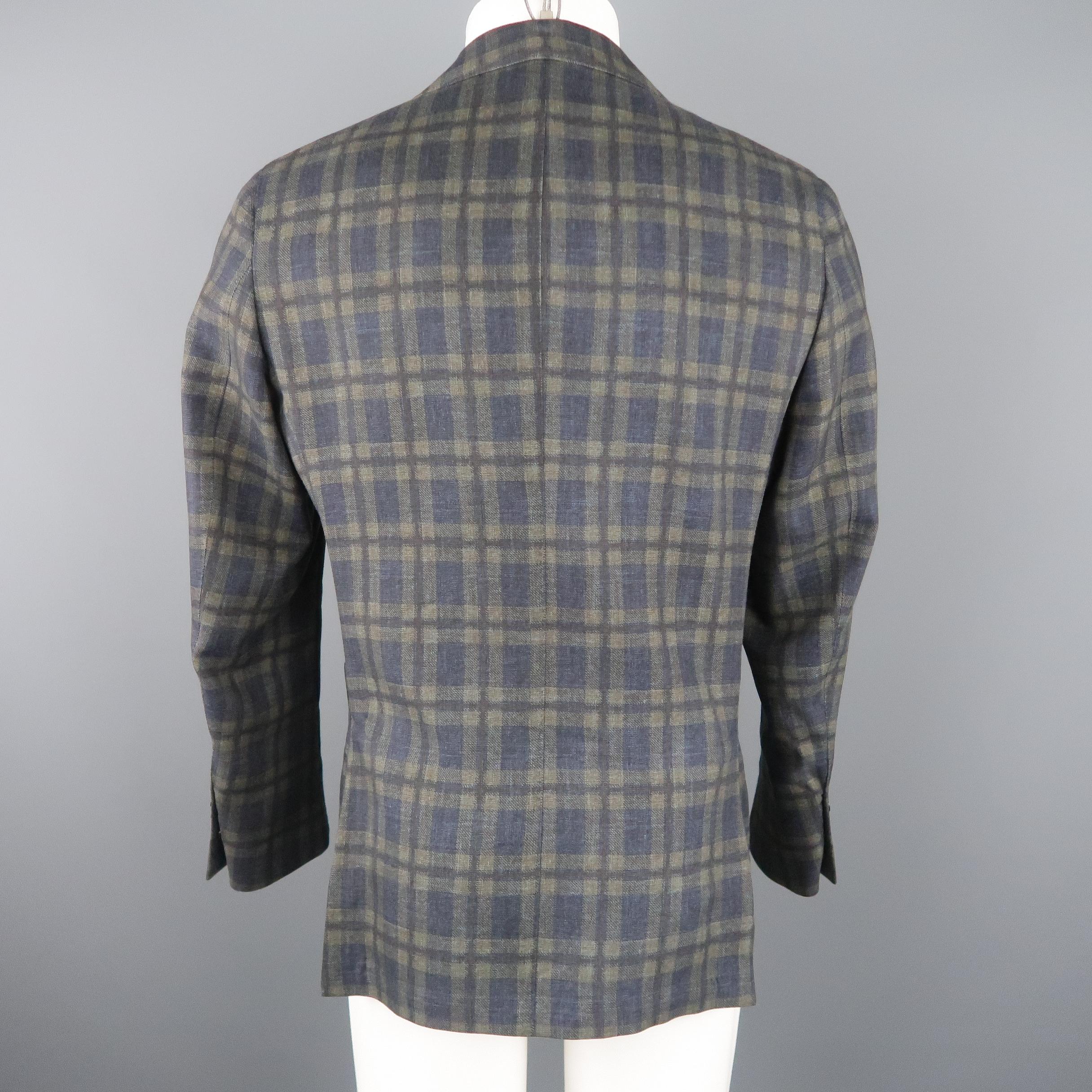 SAKS FIFTH AVENUE 38 Regular Charcoal Plaid Wool Sport Coat In Excellent Condition In San Francisco, CA