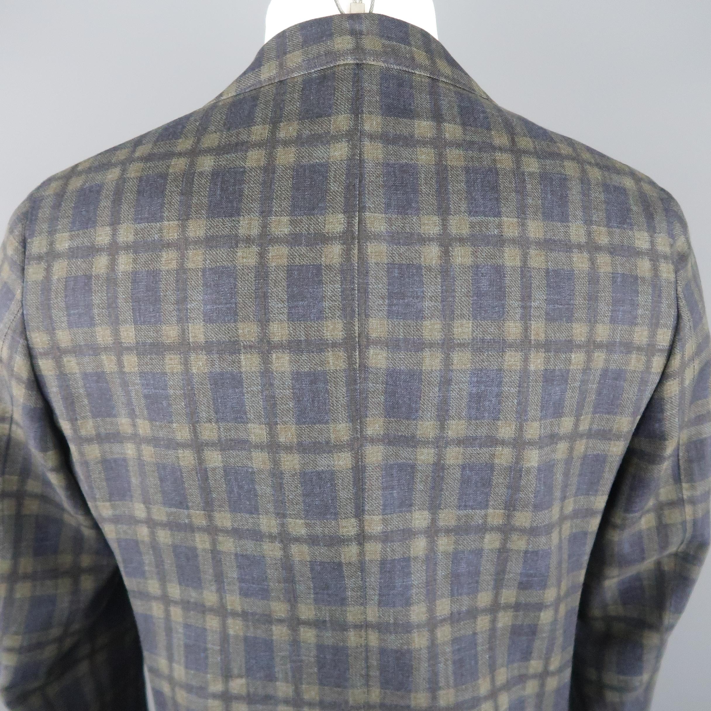 Men's SAKS FIFTH AVENUE 38 Regular Charcoal Plaid Wool Sport Coat