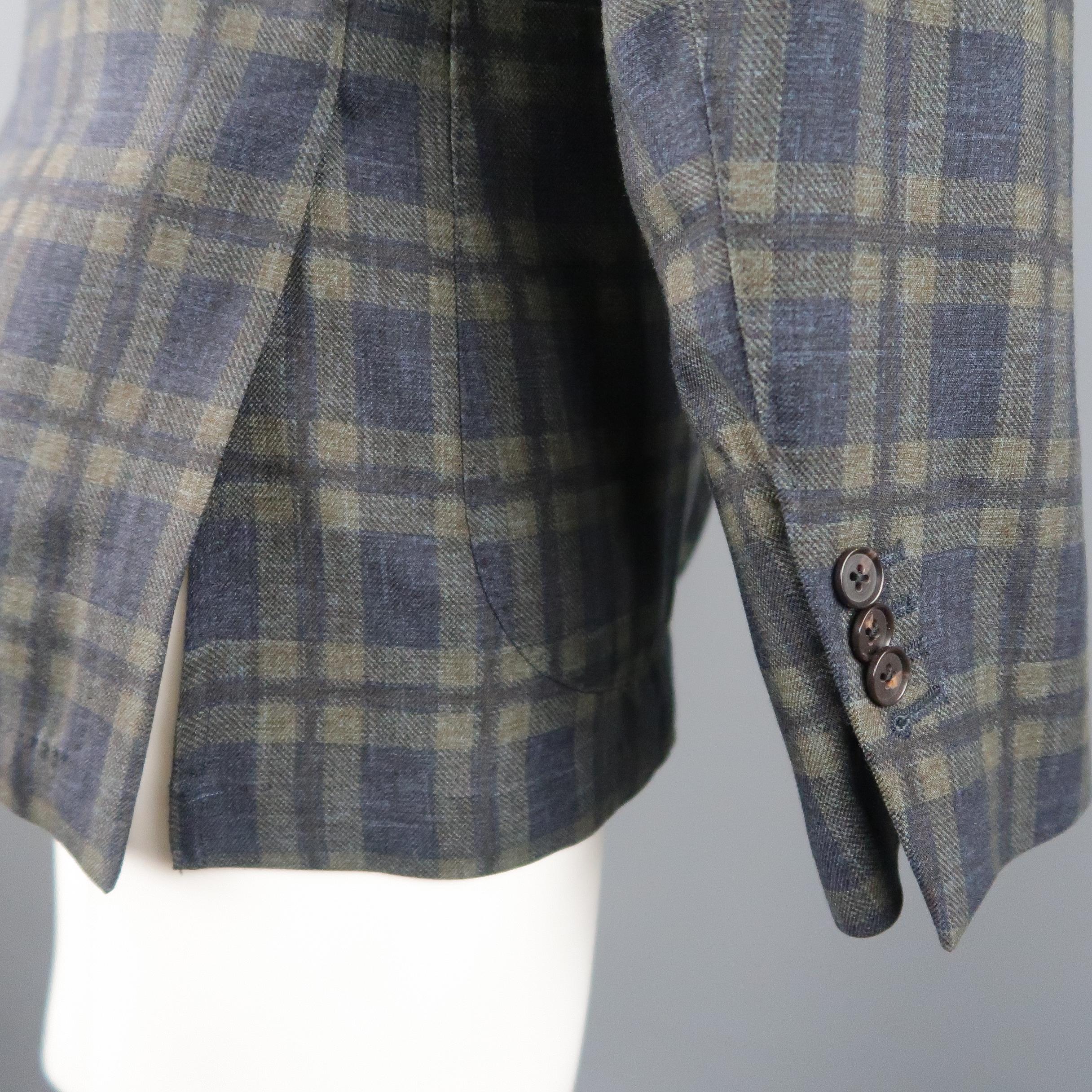 SAKS FIFTH AVENUE 38 Regular Charcoal Plaid Wool Sport Coat 1