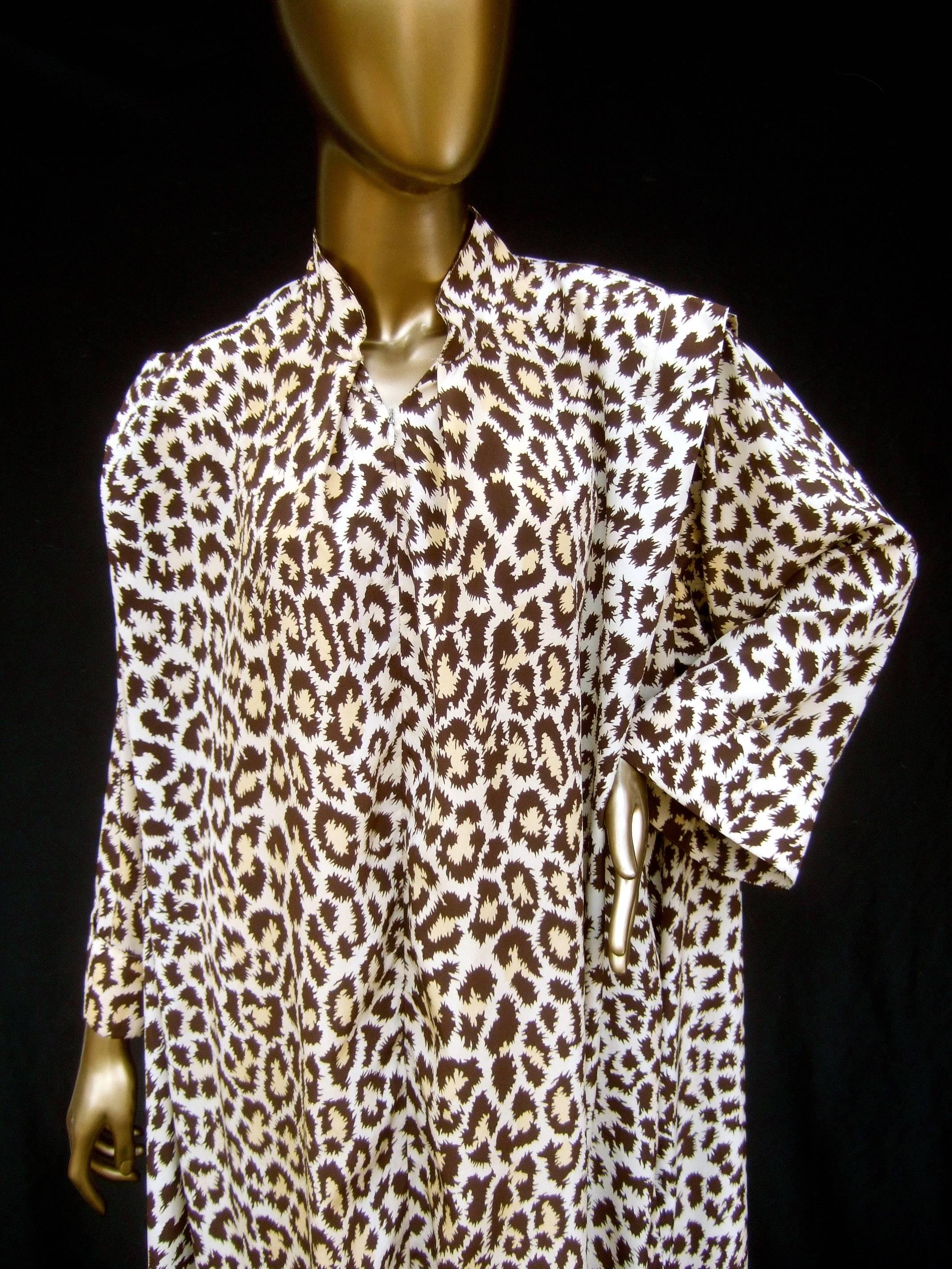 Saks Fifth Avenue Animal Print Lounge Gown for Mollie Parnis circa 1970s 5