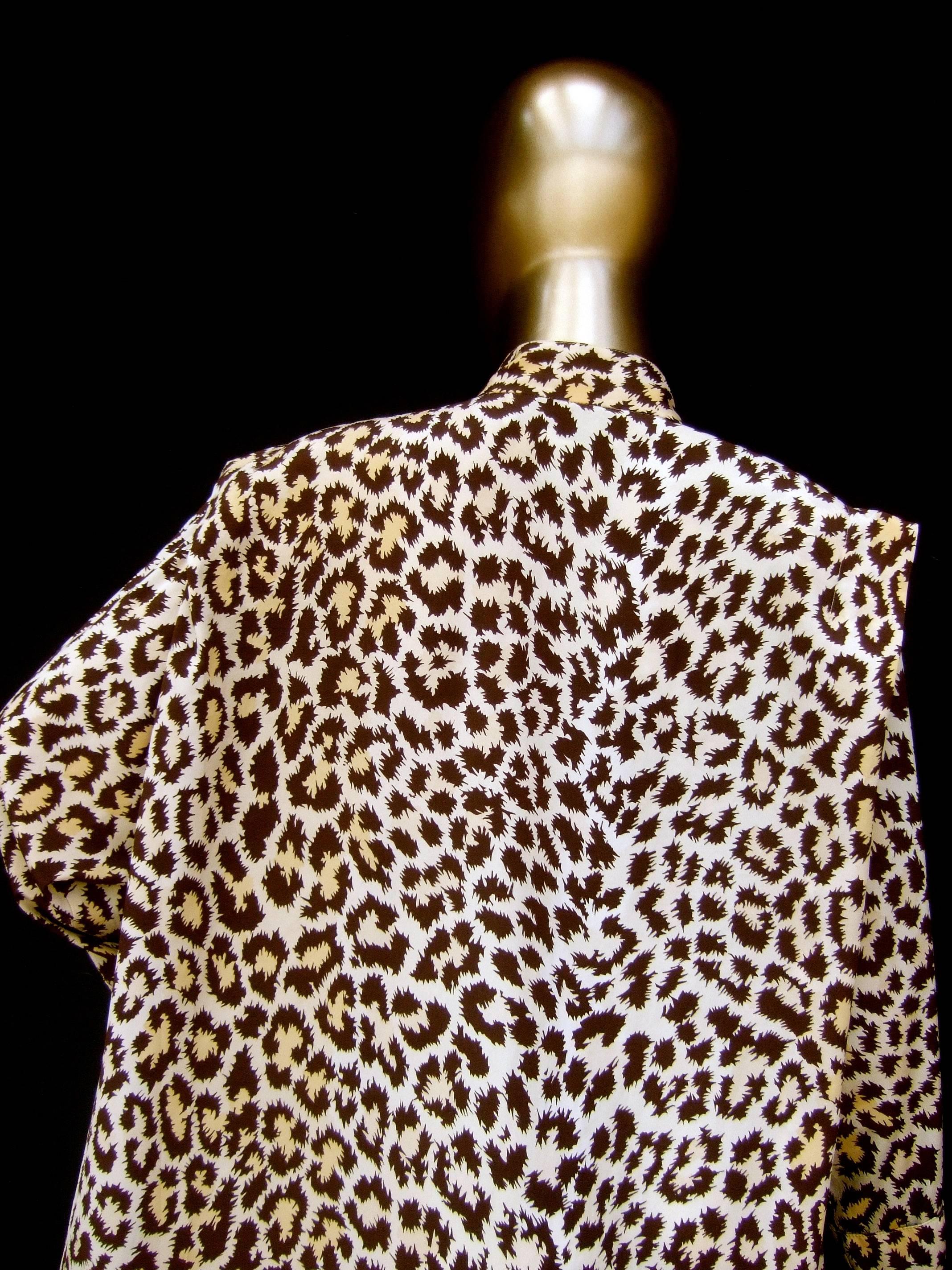 Saks Fifth Avenue Animal Print Lounge Gown for Mollie Parnis circa 1970s 7