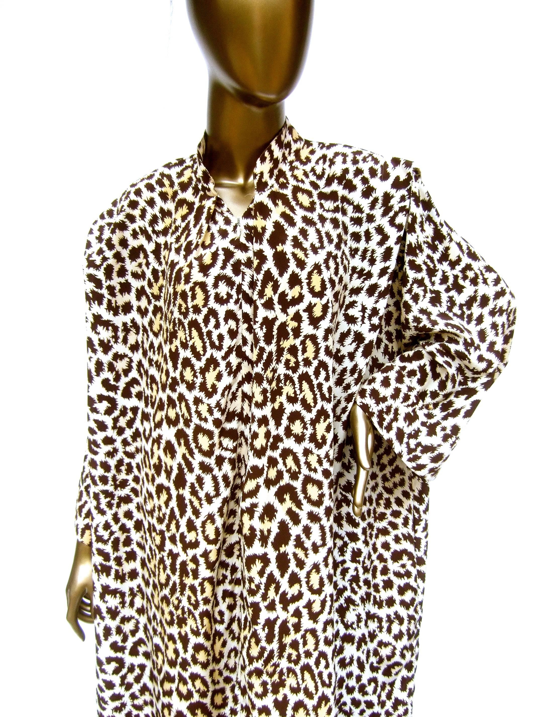 Saks Fifth Avenue Animal Print Lounge Gown for Mollie Parnis circa 1970s 9
