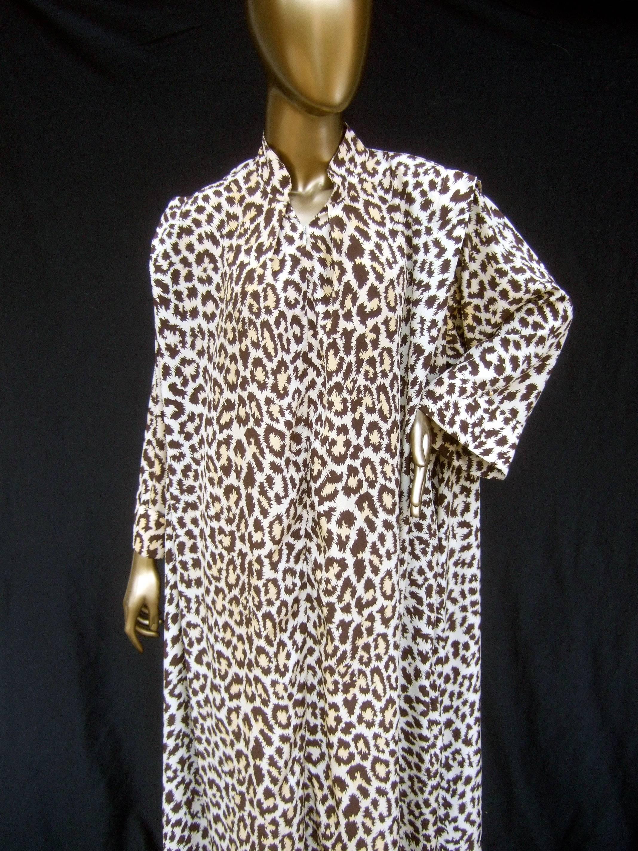 Saks Fifth Avenue Animal Print Lounge Gown for Mollie Parnis circa 1970s 11