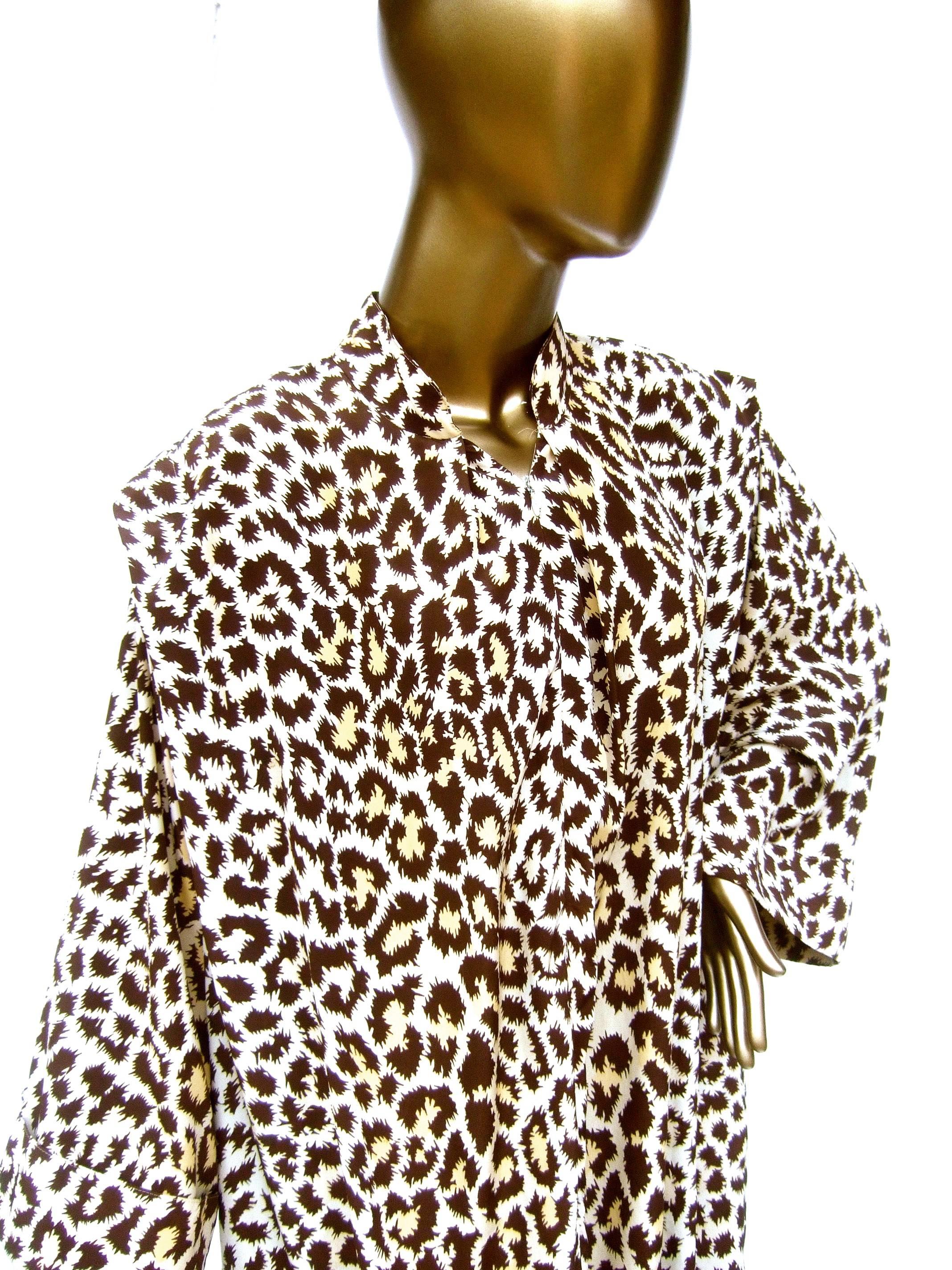 Saks Fifth Avenue Animal Print Lounge Gown for Mollie Parnis circa 1970s 2