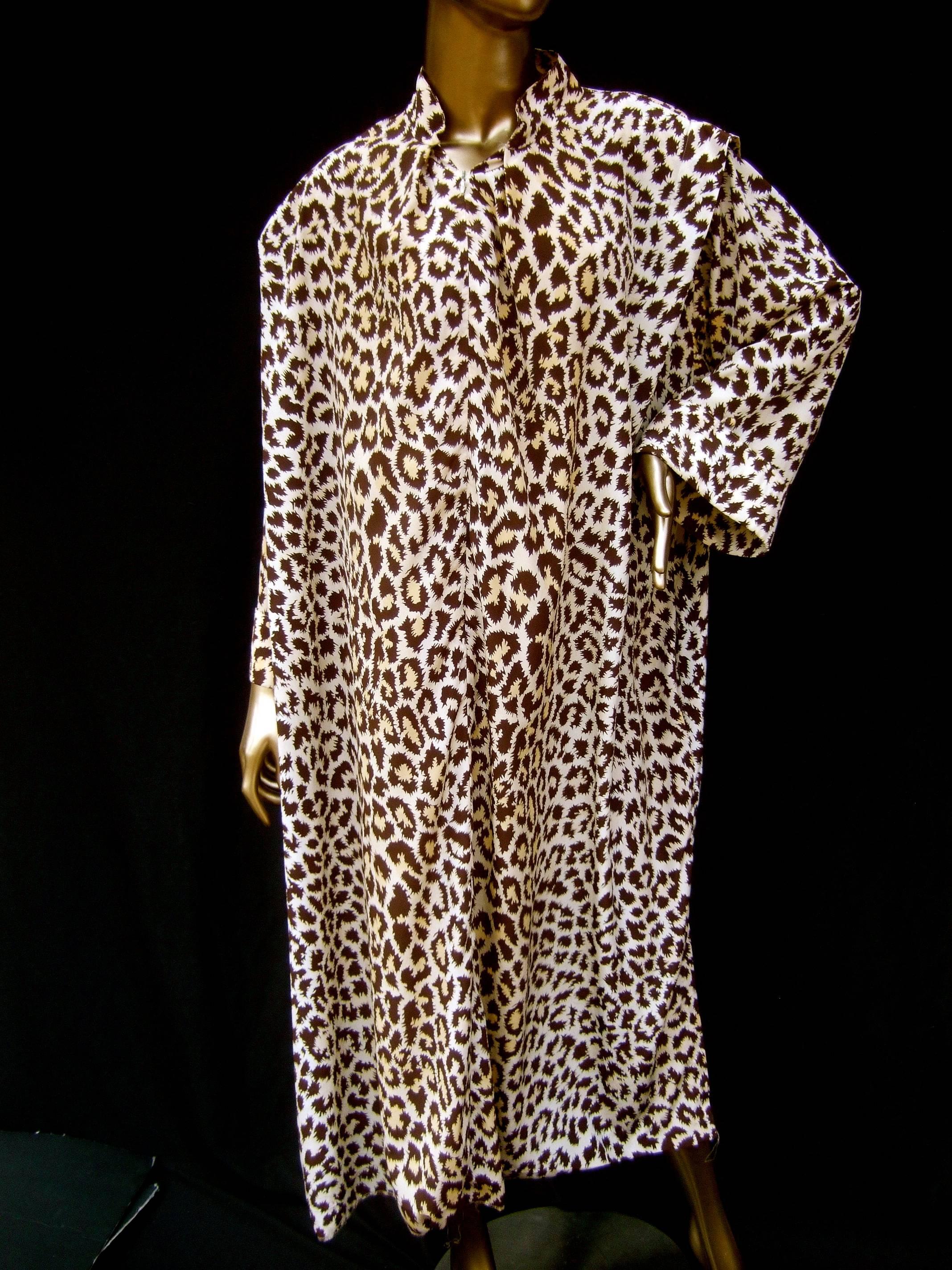 Saks Fifth Avenue Animal Print Lounge Gown for Mollie Parnis circa 1970s 3