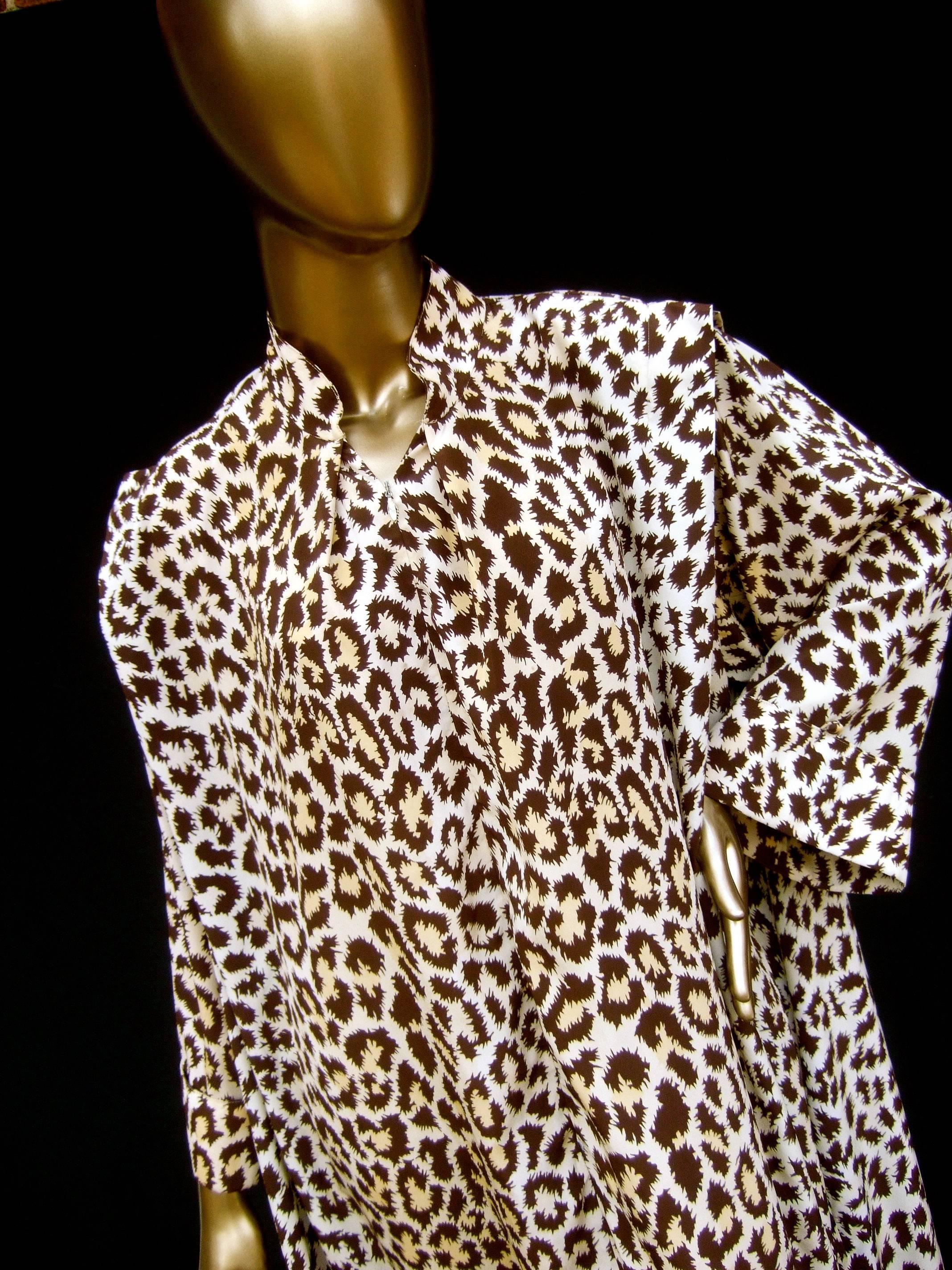 Saks Fifth Avenue Animal Print Lounge Gown for Mollie Parnis circa 1970s 4