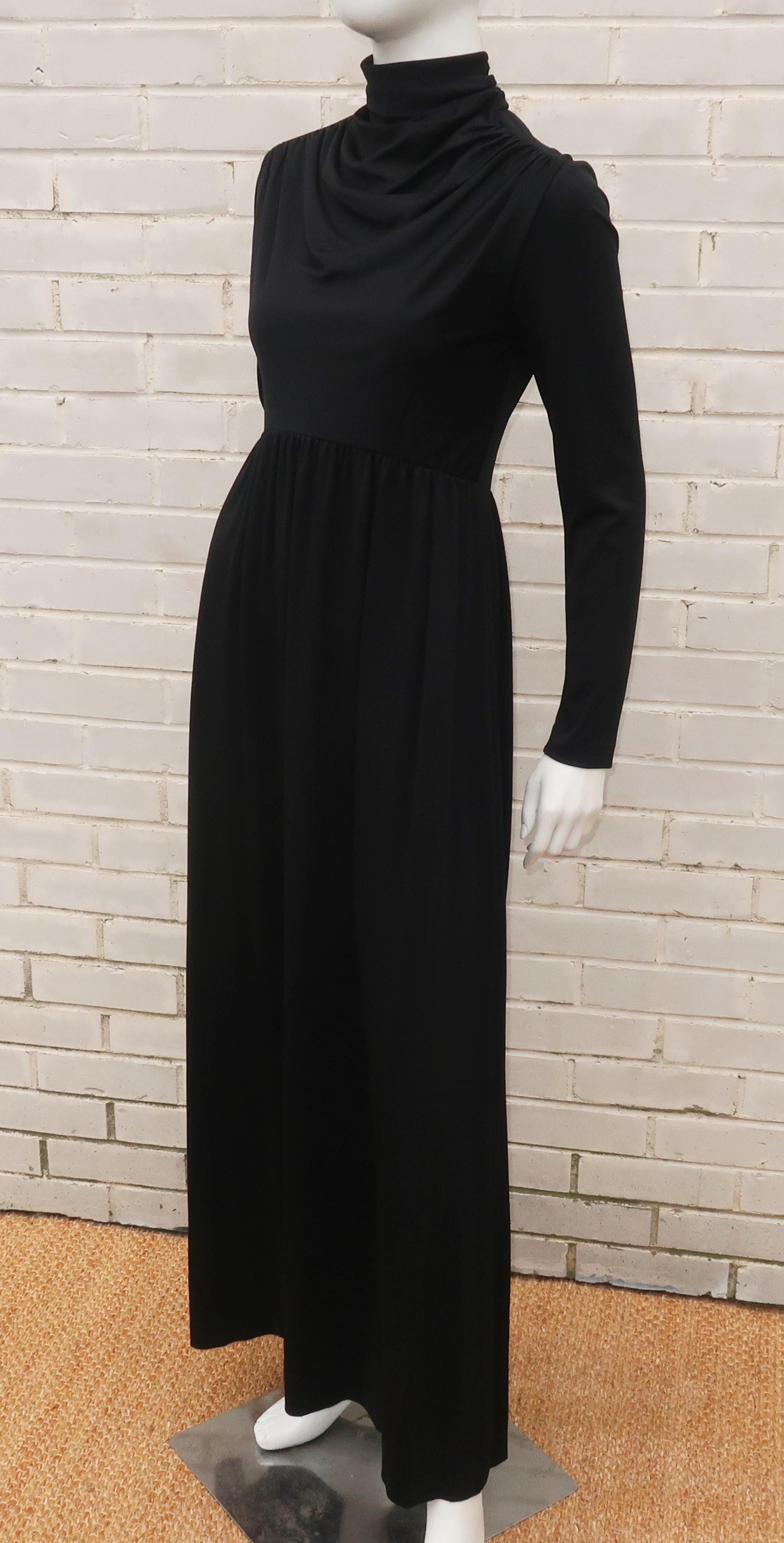 Saks Fifth Avenue Black Jersey Maxi Dress, C.1970 2